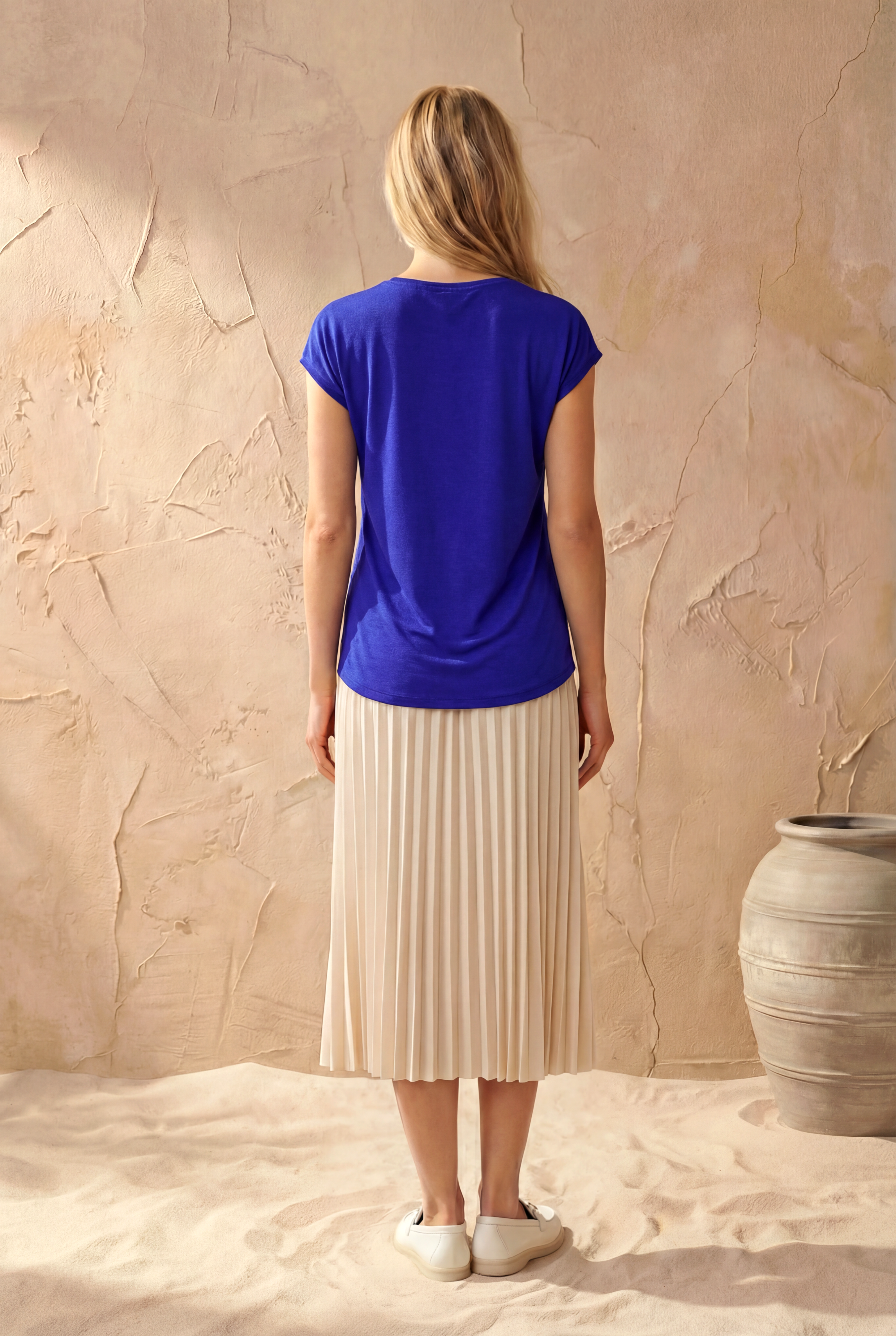 Derin Mavi Bisiklet Yaka Pamuklu Kadın Kısa Kollu T-Shirt BETTY O-NECK TOP - T-Shirt - Westmark London EU(TR) Store Organik Pamuklu Sürdürülebilir Moda