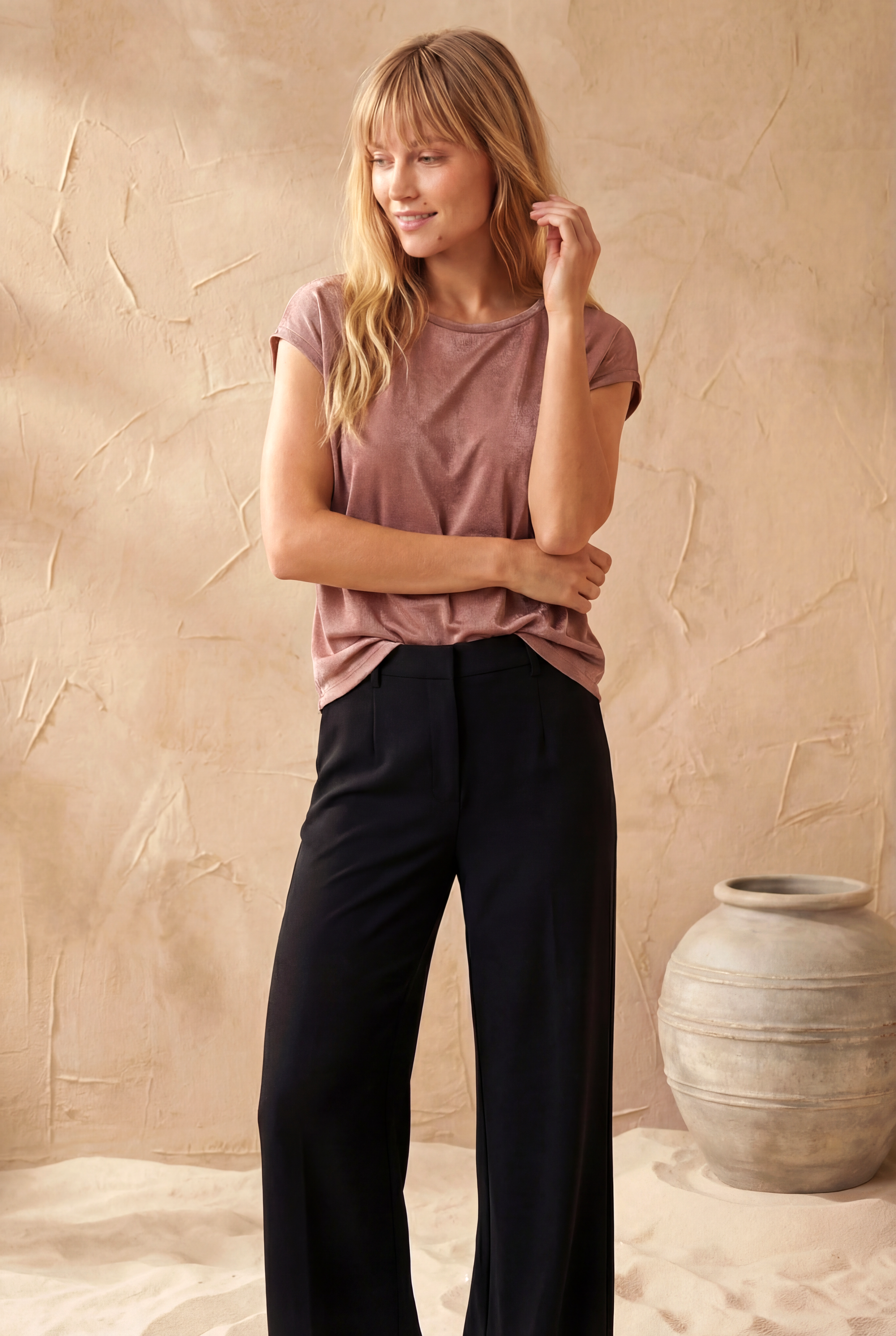 Küllü Pembe Bisiklet Yaka Pamuklu Kadın Kısa Kollu T-Shirt BETTY O-NECK TOP - T-Shirt - Westmark London EU(TR) Store Organik Pamuklu Sürdürülebilir Moda