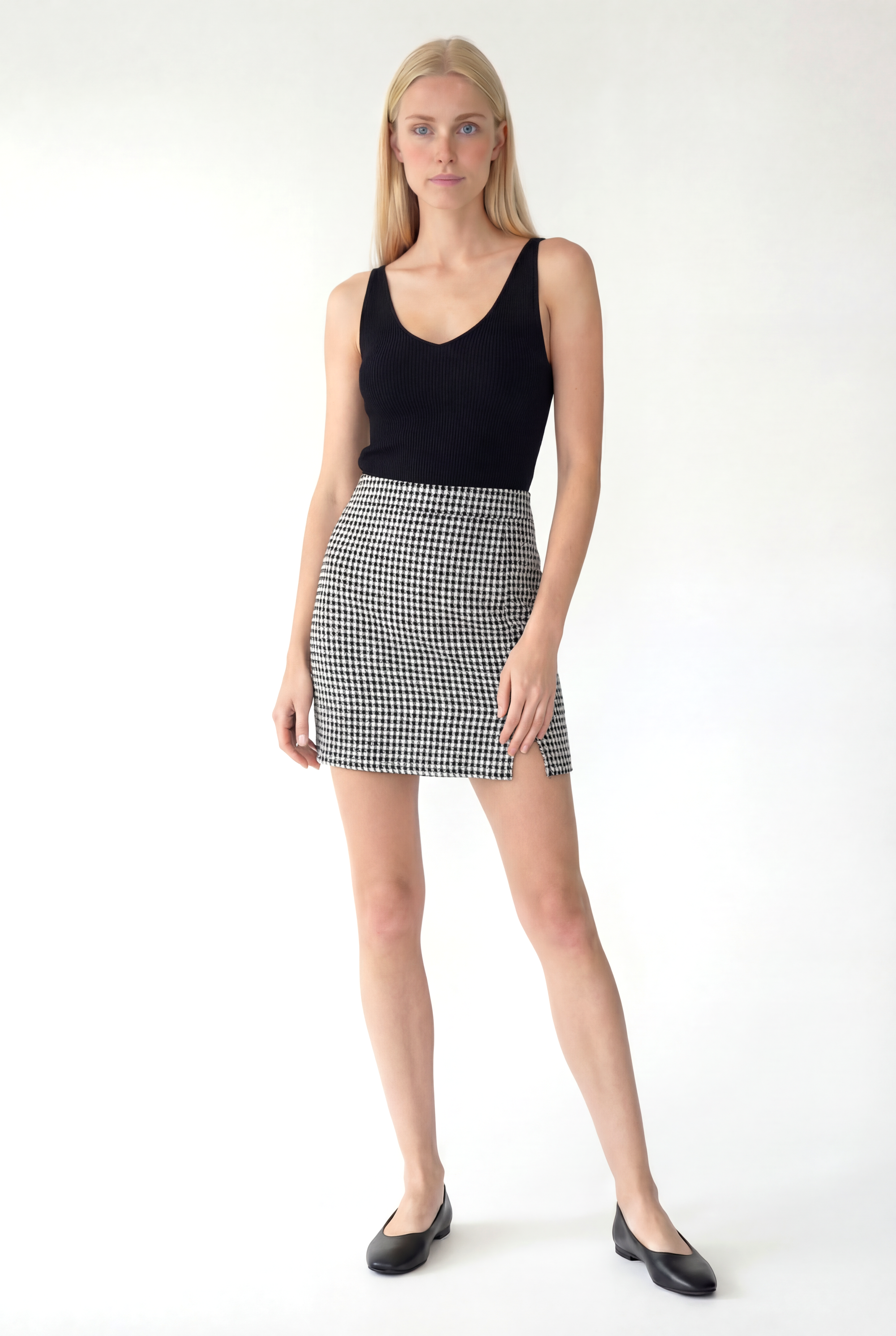 Siyah Beyaz Desenli Orta Bel Kadın Etek JULIET - Skirt - Westmark London EU(TR) Store Organik Pamuklu Sürdürülebilir Moda