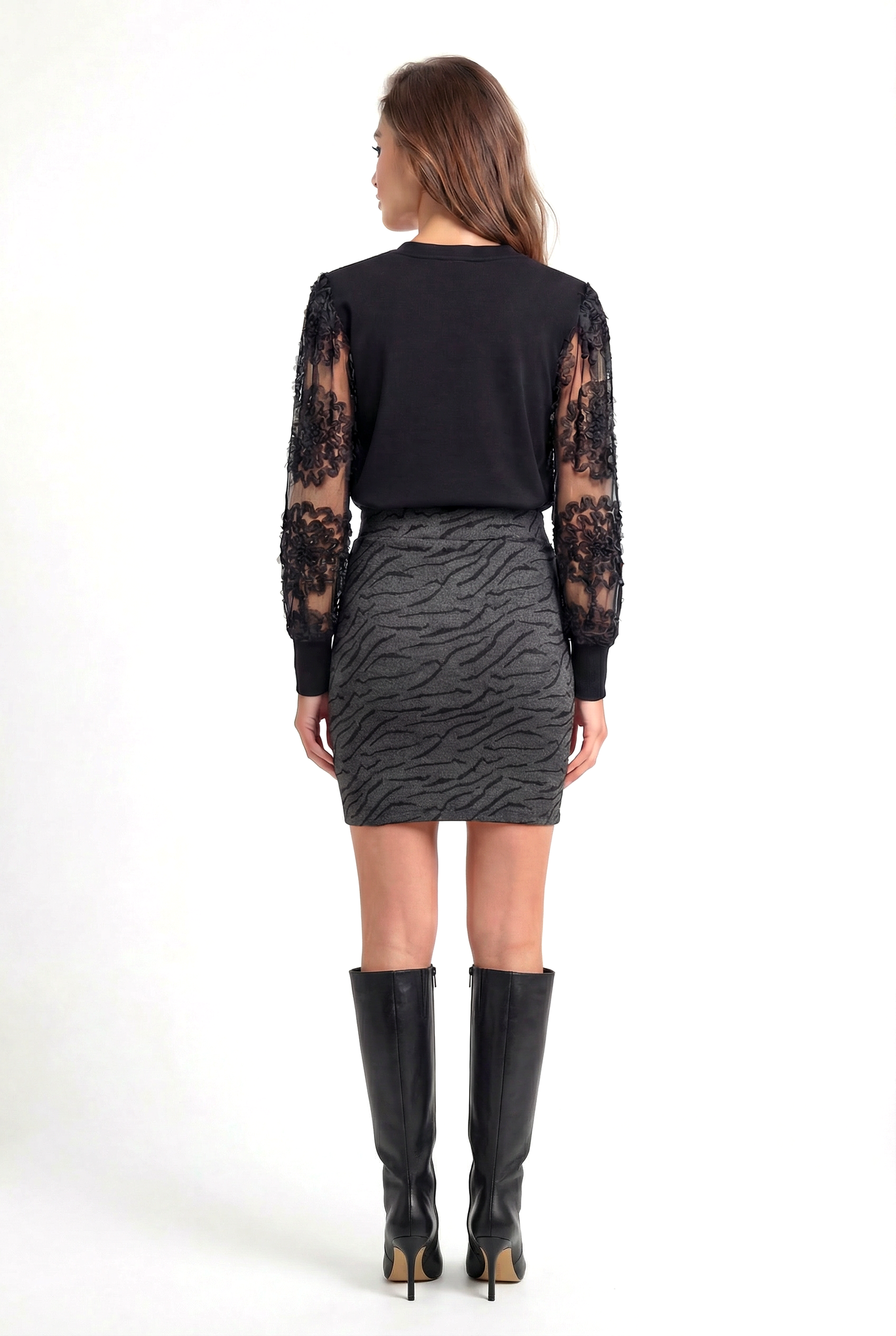 Gri Siyah Desenli Orta Bel Kadın Etek JULIET - Skirt - Westmark London EU(TR) Store Organik Pamuklu Sürdürülebilir Moda