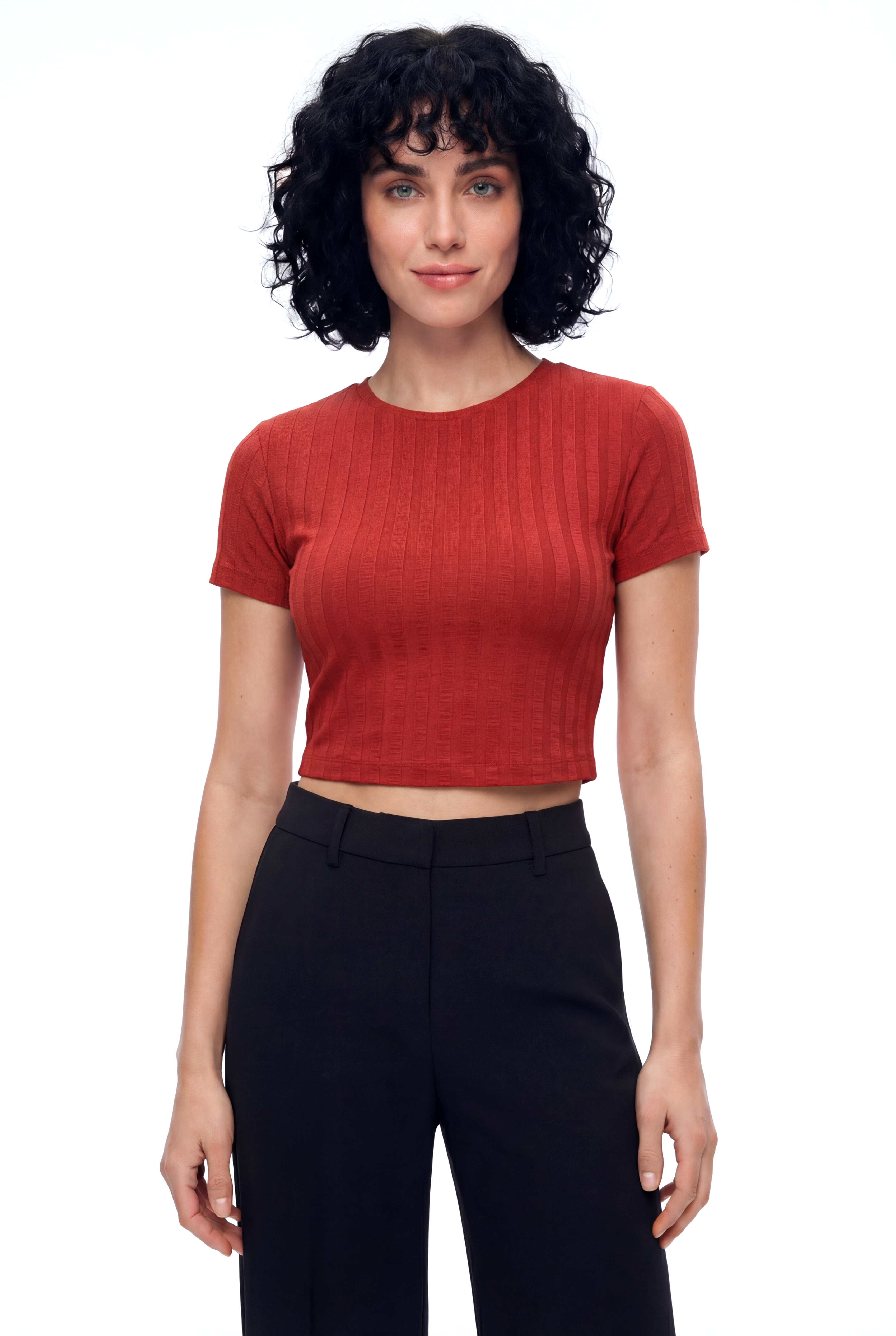 Kırmızı Bisiklet Yaka Kısa Kollu Kadın Crop T-Shirt SANDY S/S TOP - T-Shirt - Westmark London EU(TR) Store Organik Pamuklu Sürdürülebilir Moda