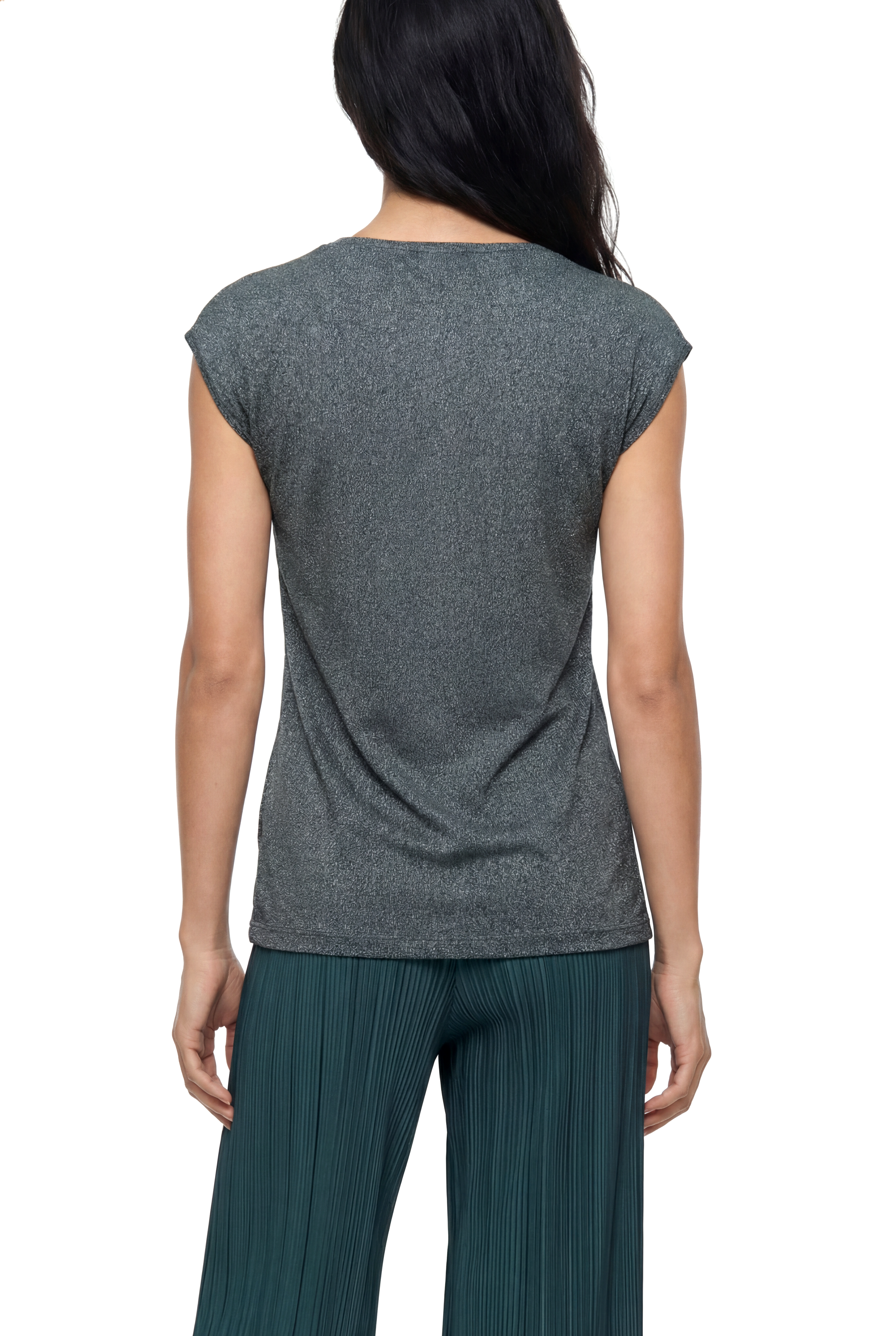 Antrasit Bisiklet Yaka Simli Kısa Kollu Kadın T-Shirt SKY GLITTER S/S TOP - T-Shirt - Westmark London EU(TR) Store Organik Pamuklu Sürdürülebilir Moda