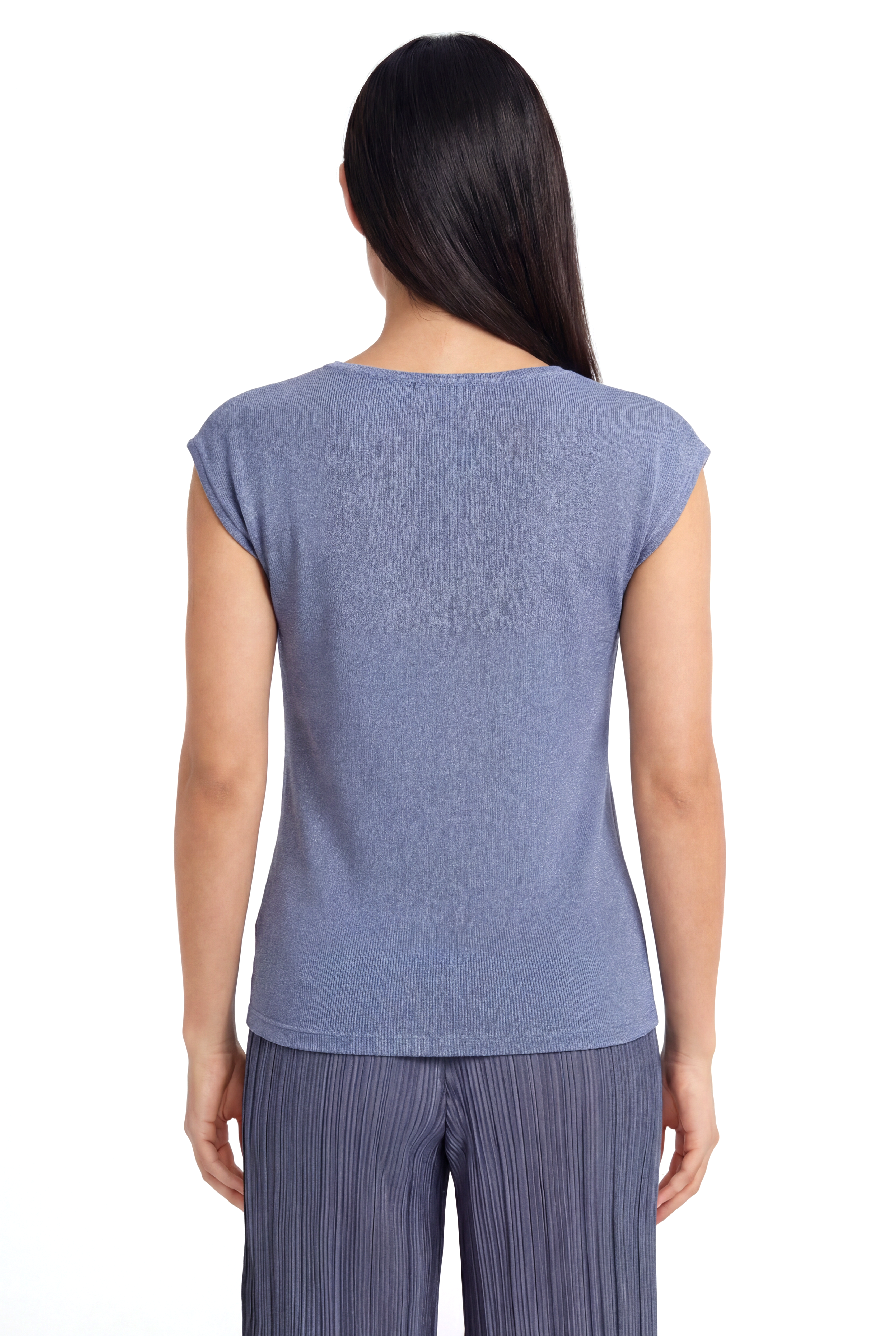 Lila Bisiklet Yaka Simli Kısa Kollu Kadın T-Shirt SKY GLITTER S/S TOP - T-Shirt - Westmark London EU(TR) Store Organik Pamuklu Sürdürülebilir Moda