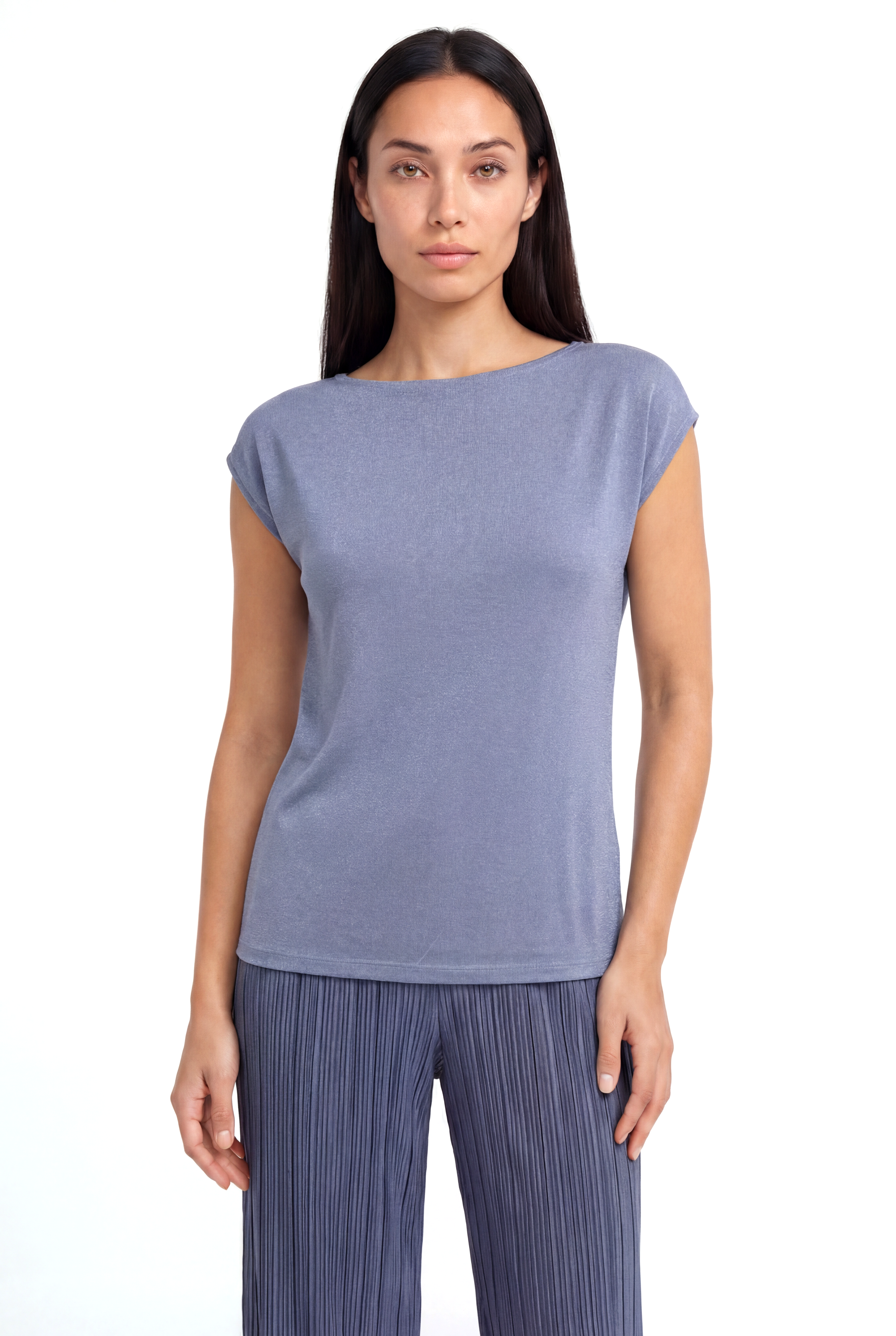 Lila Bisiklet Yaka Simli Kısa Kollu Kadın T-Shirt SKY GLITTER S/S TOP - T-Shirt - Westmark London EU(TR) Store Organik Pamuklu Sürdürülebilir Moda
