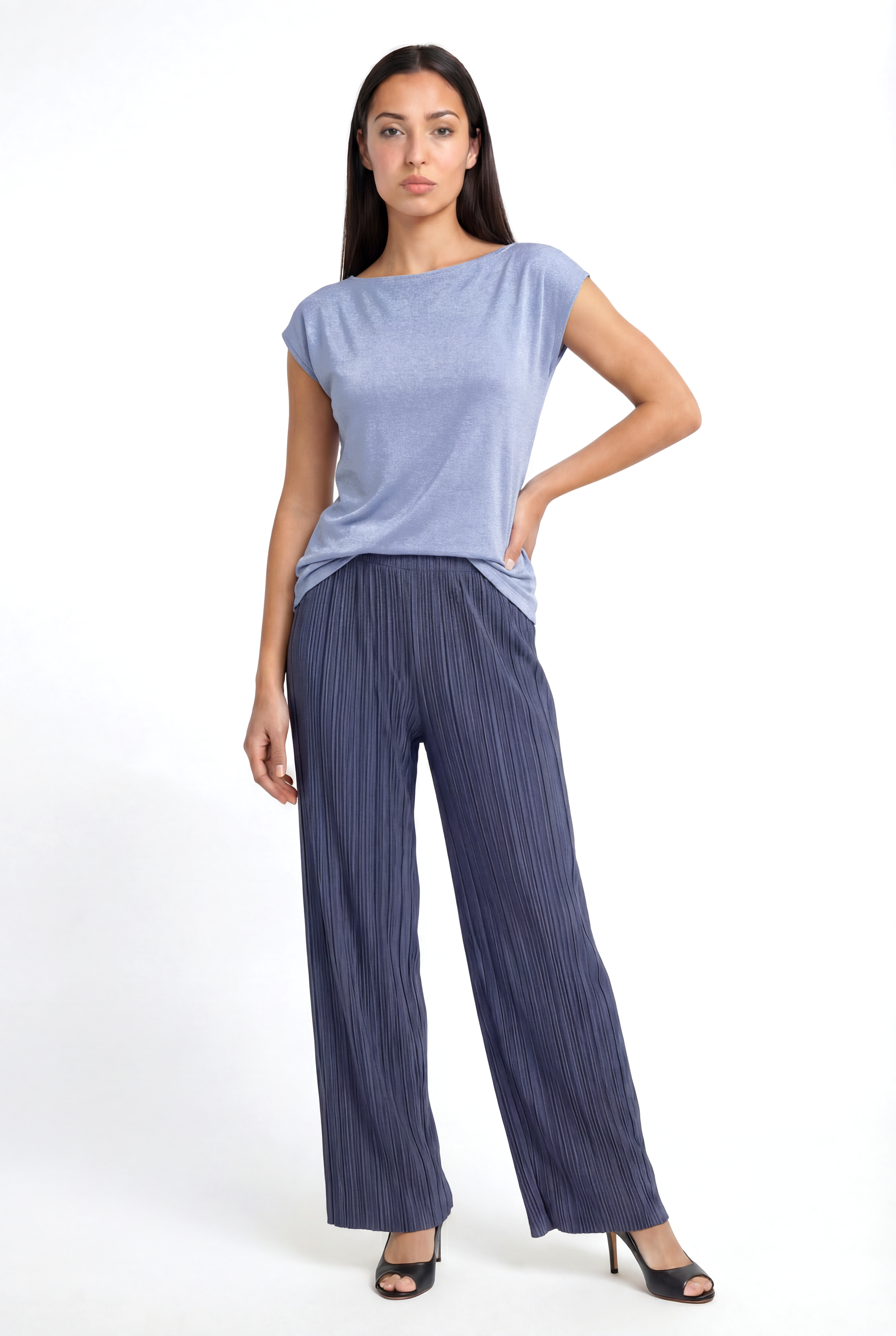 Lila Bisiklet Yaka Simli Kısa Kollu Kadın T-Shirt SKY GLITTER S/S TOP - T-Shirt - Westmark London EU(TR) Store Organik Pamuklu Sürdürülebilir Moda