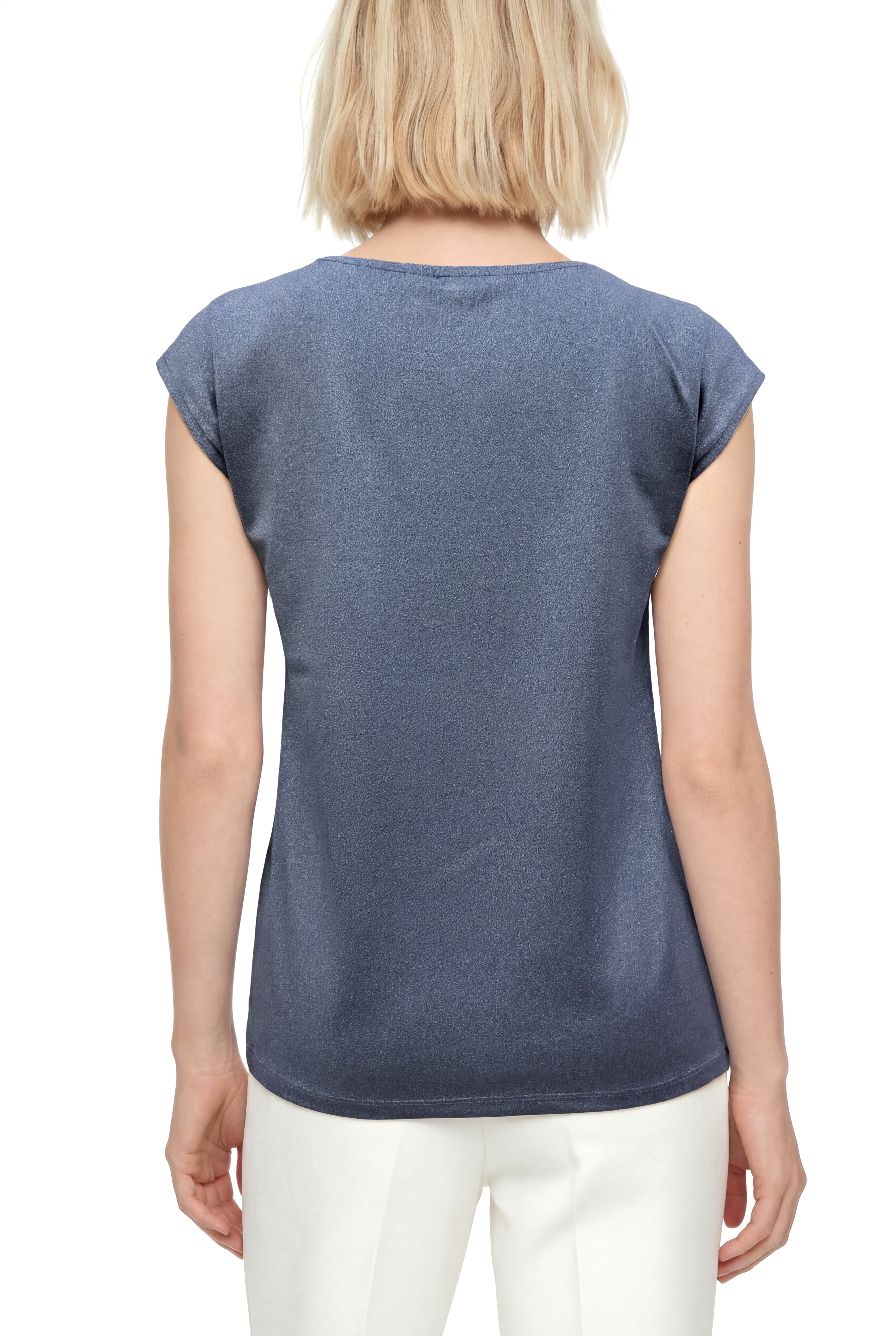 Gümüş Bisiklet Yaka Simli Kısa Kollu Kadın T-Shirt SKY GLITTER S/S TOP - T-Shirt - Westmark London EU(TR) Store Organik Pamuklu Sürdürülebilir Moda