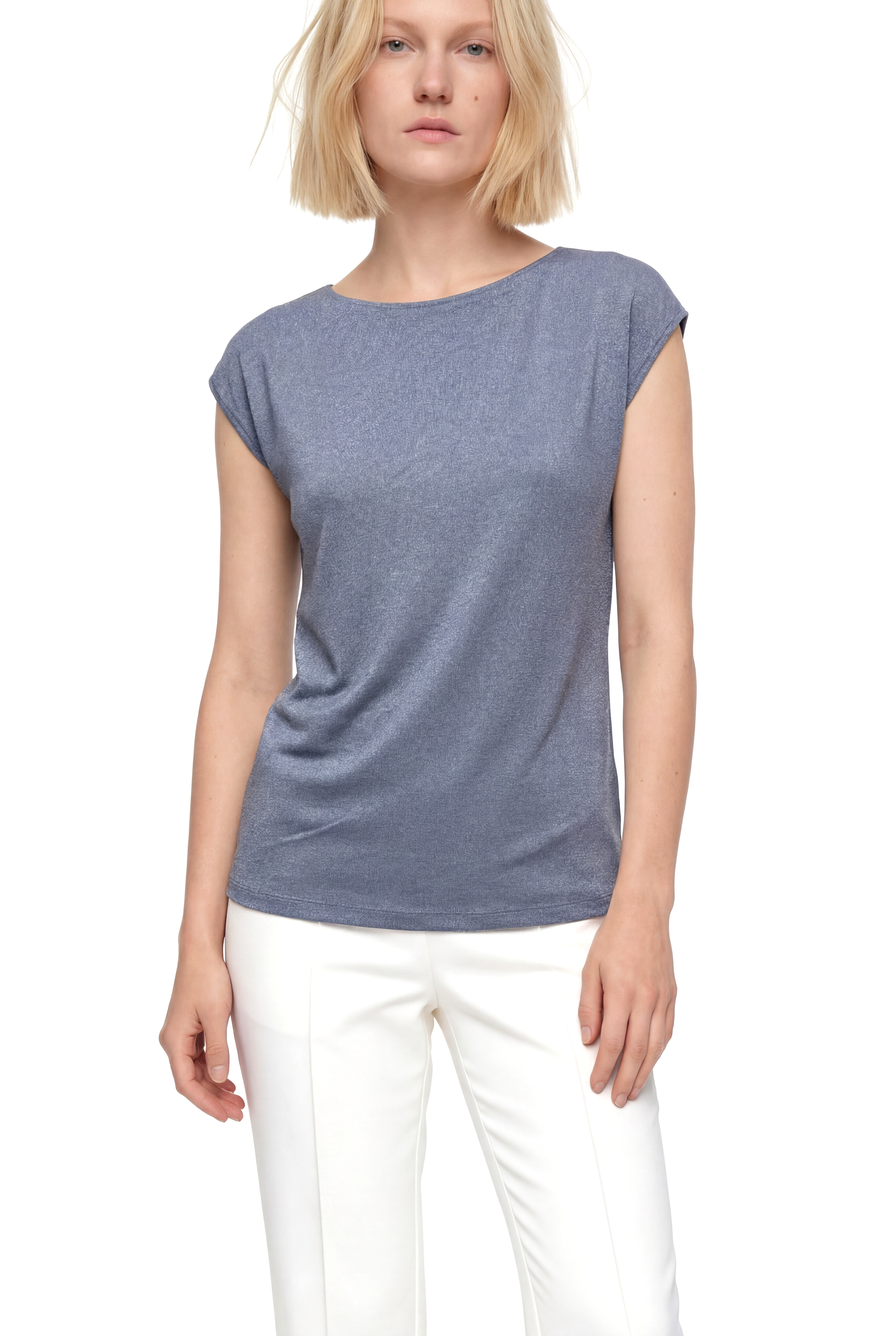 Gümüş Bisiklet Yaka Simli Kısa Kollu Kadın T-Shirt SKY GLITTER S/S TOP - T-Shirt - Westmark London EU(TR) Store Organik Pamuklu Sürdürülebilir Moda