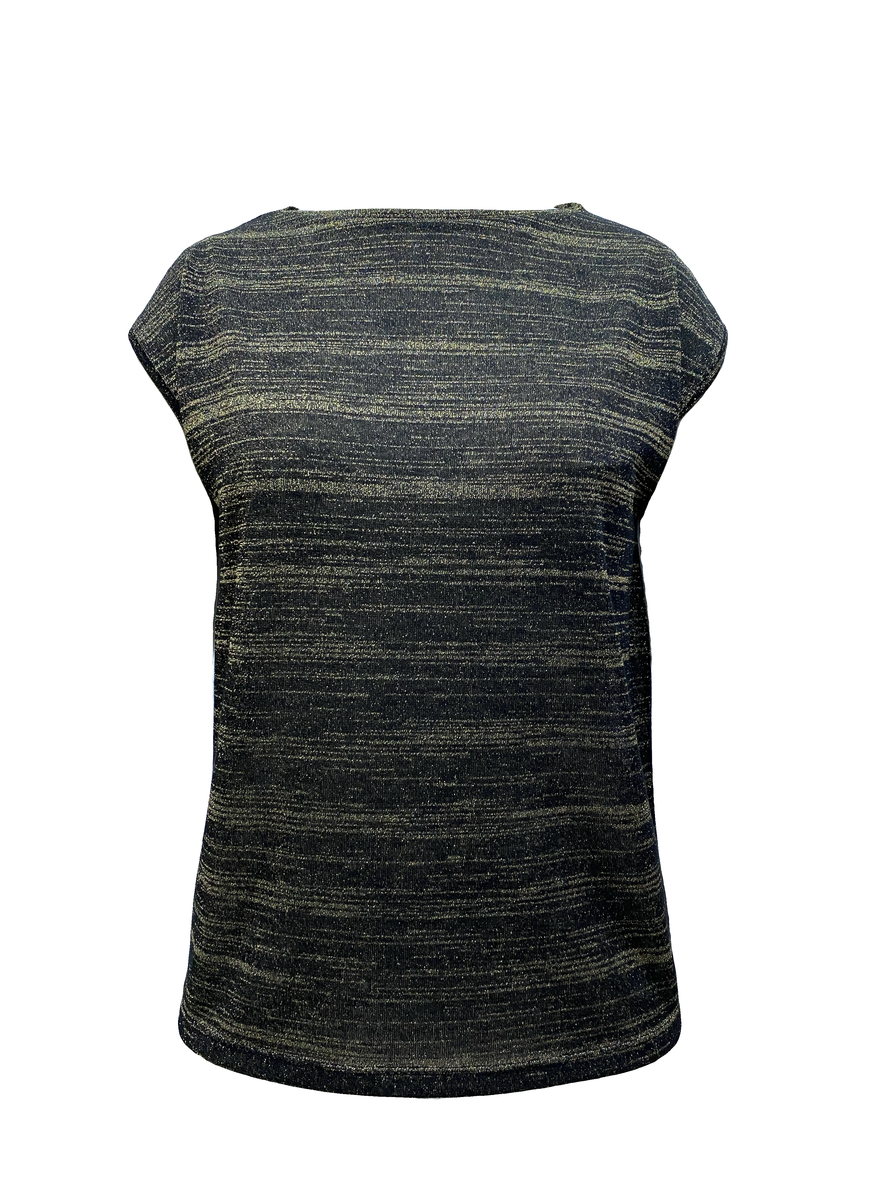 Siyah Altın Çizgili Bisiklet Yaka Simli Kısa Kollu Kadın T-Shirt SKY GLITTER S/S TOP - T-Shirt - Westmark London EU(TR) Store Organik Pamuklu Sürdürülebilir Moda