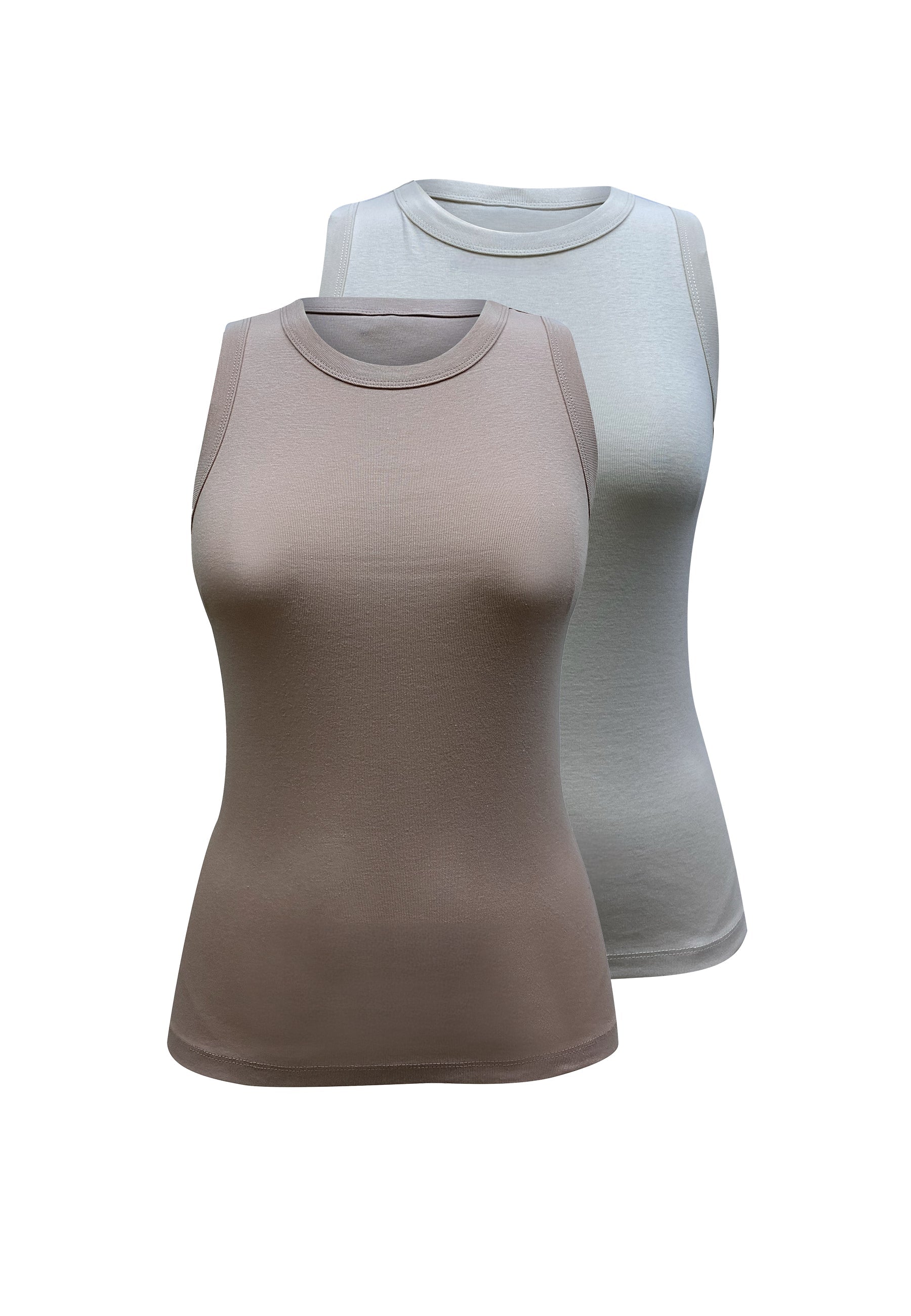 2'li Bej Küllü Pembe Bisiklet Yaka Pamuklu Kısa Kollu Kadın T-Shirt CHARLOTTE S/L TOP - Tops - Westmark London EU(TR) Store Organik Pamuklu Sürdürülebilir Moda