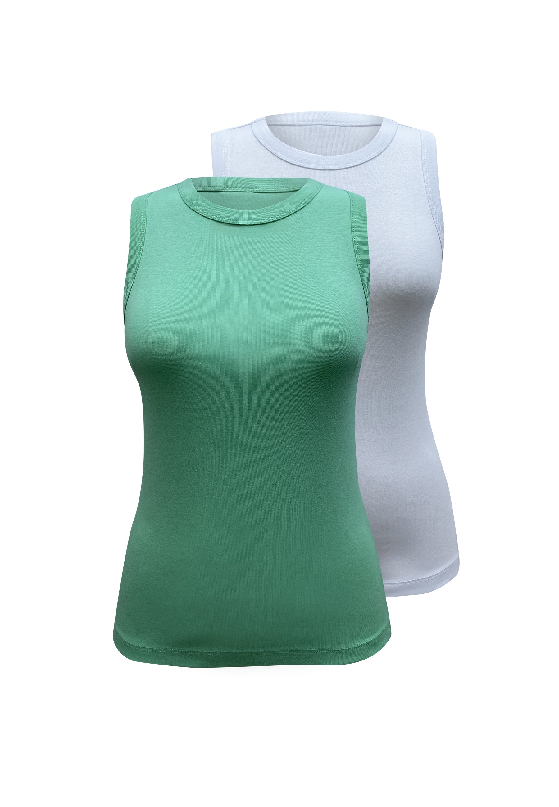2'li Beyaz Parlak Yeşil Bisiklet Yaka Pamuklu Kısa Kollu Kadın T-Shirt CHARLOTTE S/L TOP - Tops - Westmark London EU(TR) Store Organik Pamuklu Sürdürülebilir Moda