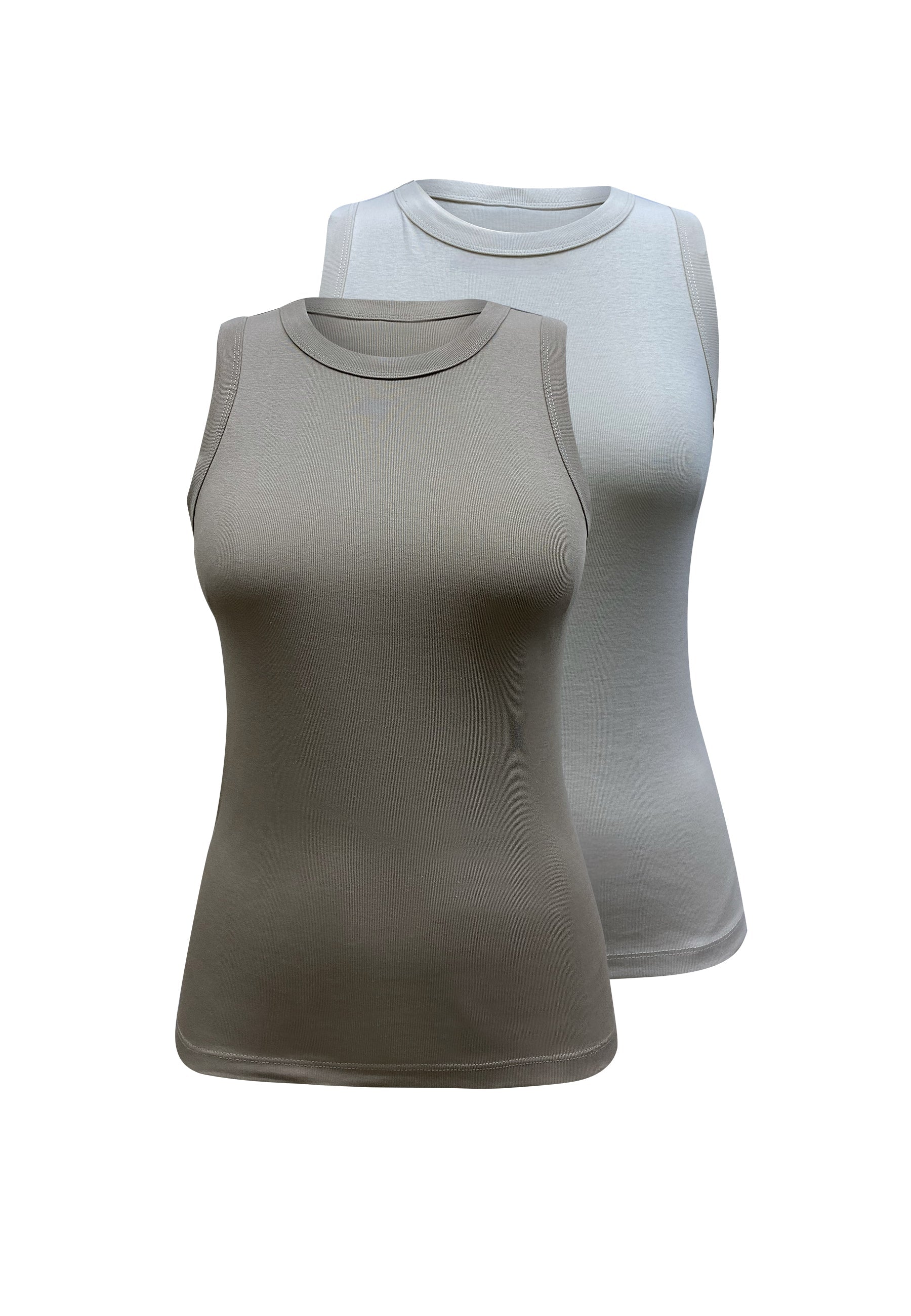 2'li Bej Gümüş Bisiklet Yaka Pamuklu Kısa Kollu Kadın T-Shirt CHARLOTTE S/L TOP - Tops - Westmark London EU(TR) Store Organik Pamuklu Sürdürülebilir Moda