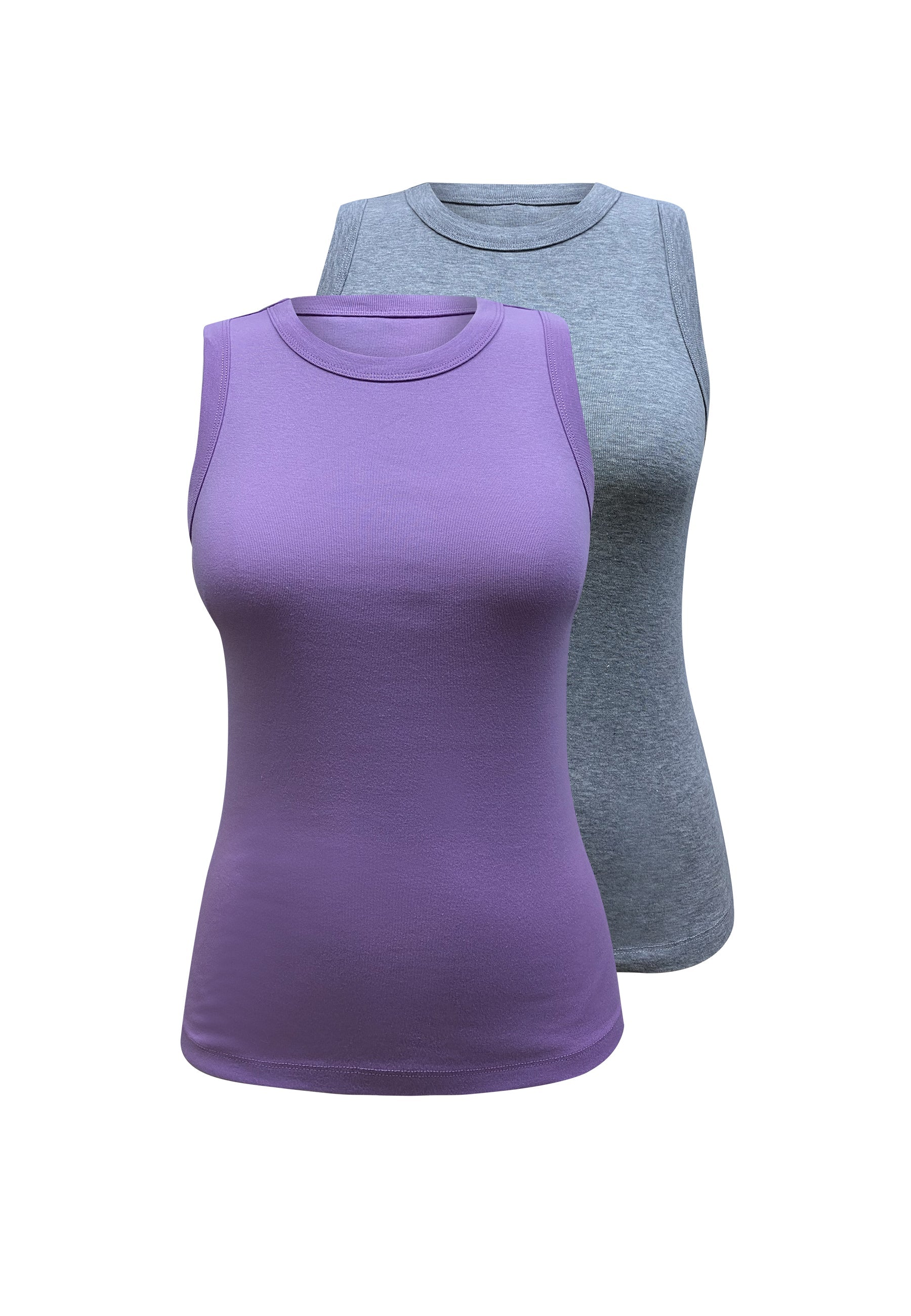 2'li Lila Gri Melanj Bisiklet Yaka Pamuklu Kısa Kollu Kadın T-Shirt CHARLOTTE S/L TOP - Tops - Westmark London EU(TR) Store Organik Pamuklu Sürdürülebilir Moda