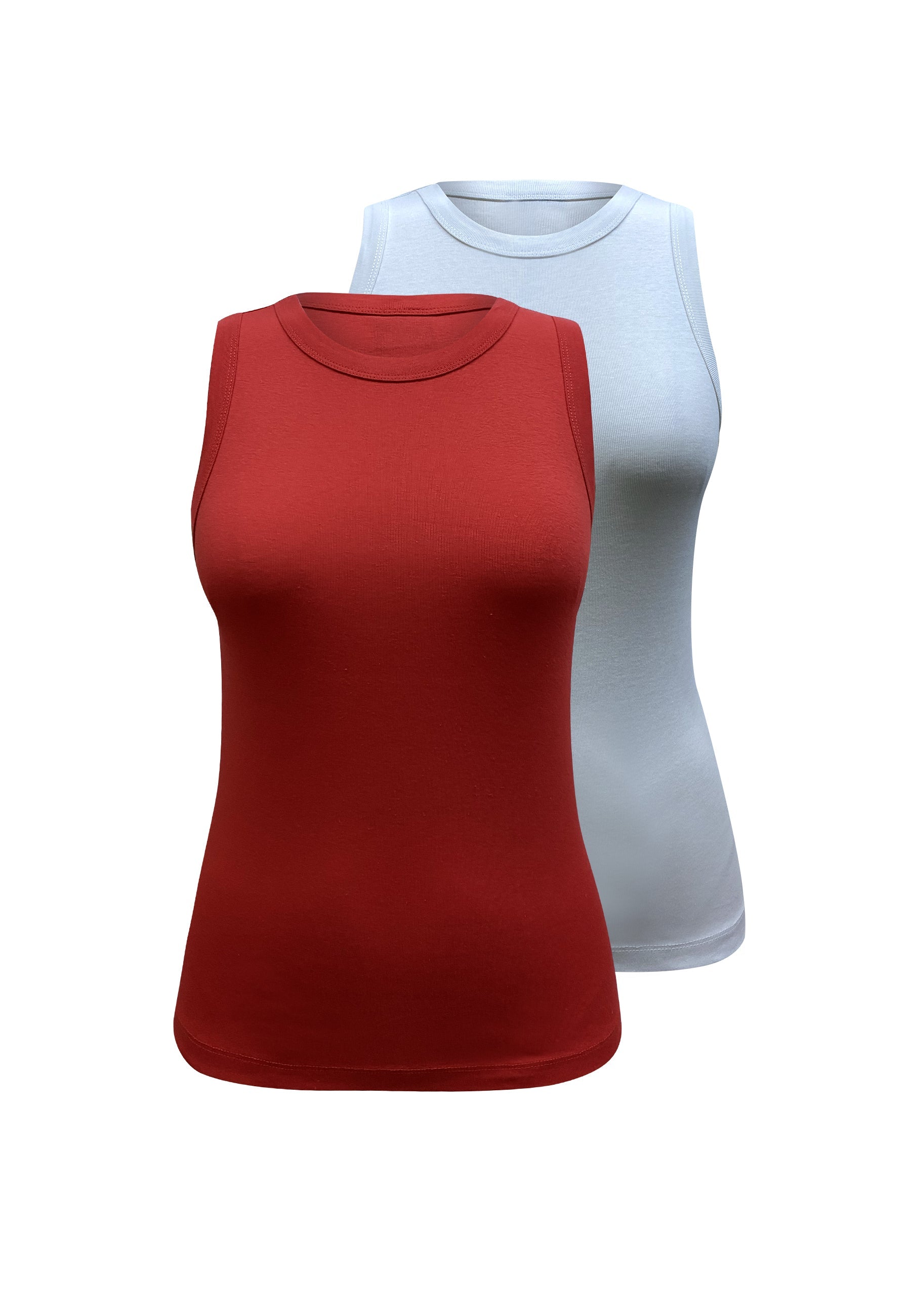 2'li Beyaz Kırmızı Bisiklet Yaka Pamuklu Kısa Kollu Kadın T-Shirt CHARLOTTE S/L TOP - Tops - Westmark London EU(TR) Store Organik Pamuklu Sürdürülebilir Moda