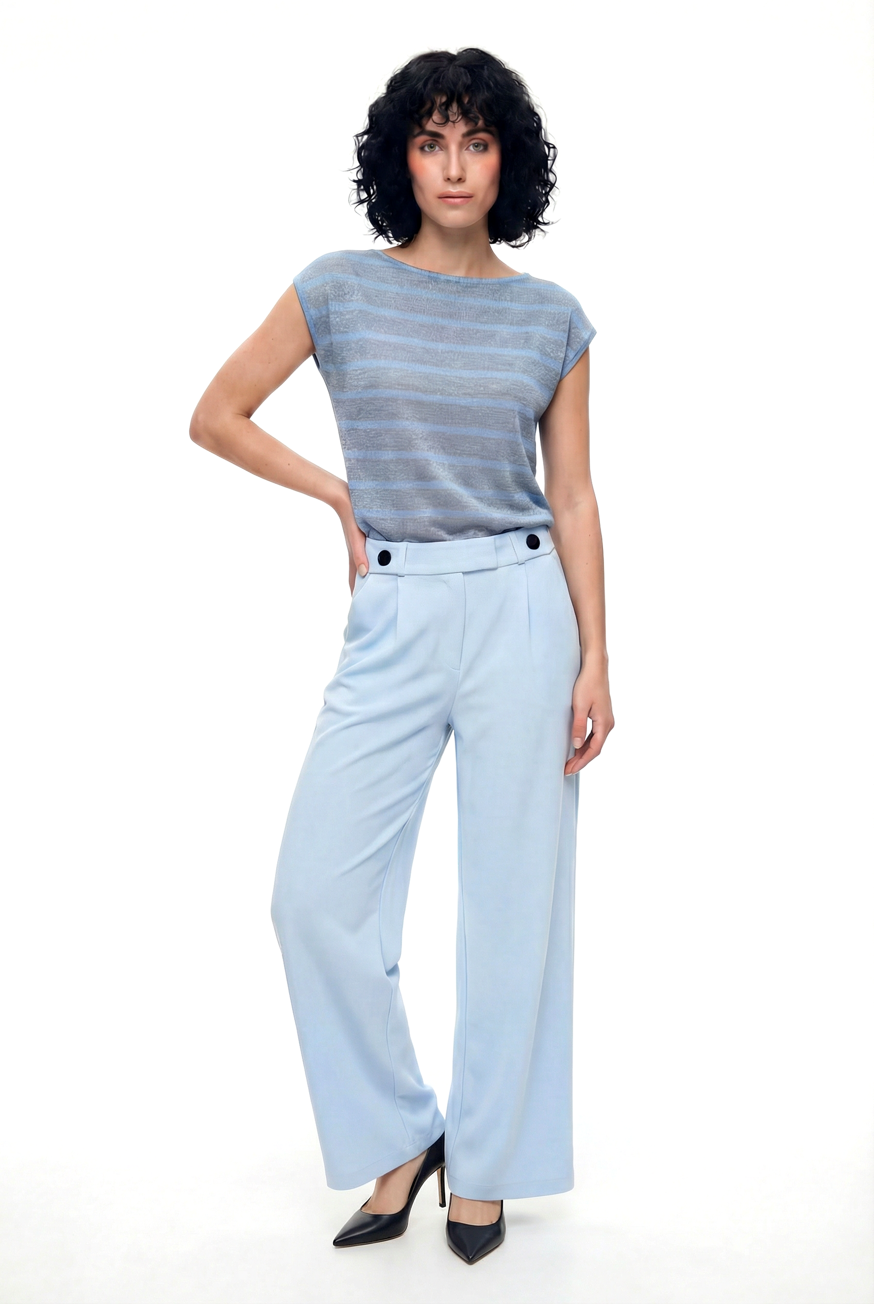 Açık Gri Bisiklet Yaka Simli Kısa Kollu Kadın T-Shirt SKY GLITTER S/S TOP - T-Shirt - Westmark London EU(TR) Store Organik Pamuklu Sürdürülebilir Moda