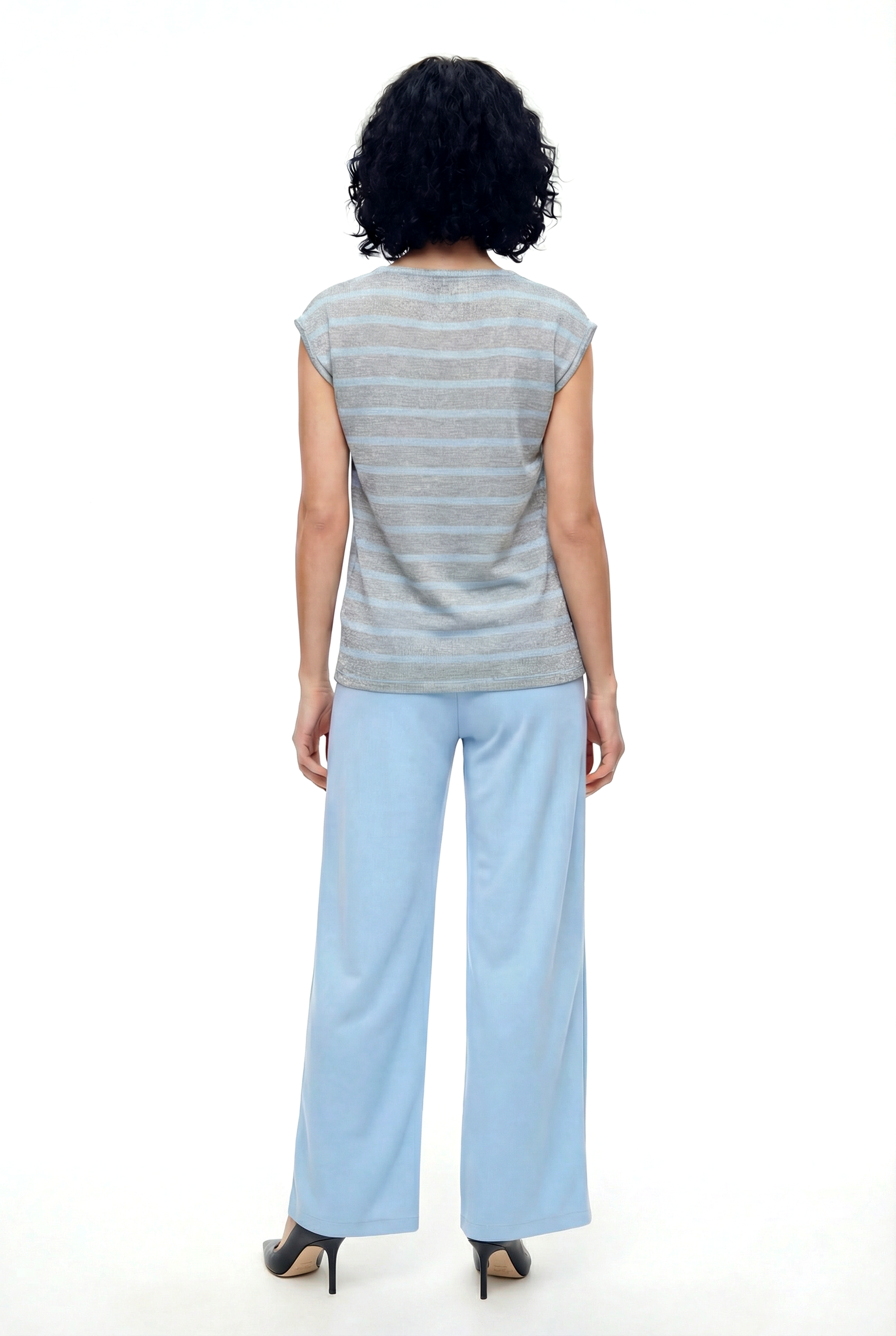 Açık Gri Bisiklet Yaka Simli Kısa Kollu Kadın T-Shirt SKY GLITTER S/S TOP - T-Shirt - Westmark London EU(TR) Store Organik Pamuklu Sürdürülebilir Moda