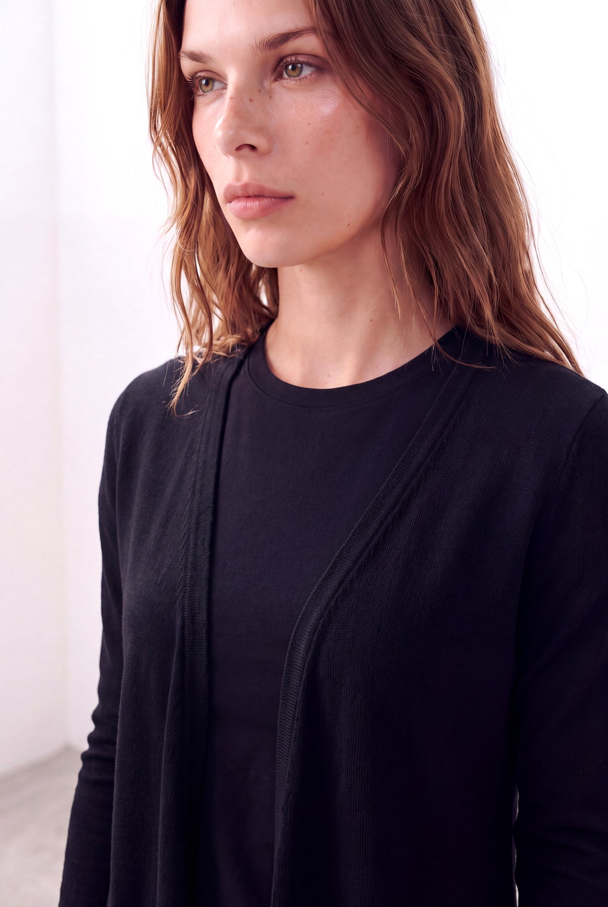 Siyah Kadın Siyah %100 Viskon V Yaka Uzun Kollu Omuz Dikiş Detaylı Uzun Hırka MOLLY - Cardigan - Westmark London EU(TR) Store Organik Pamuklu Sürdürülebilir Moda