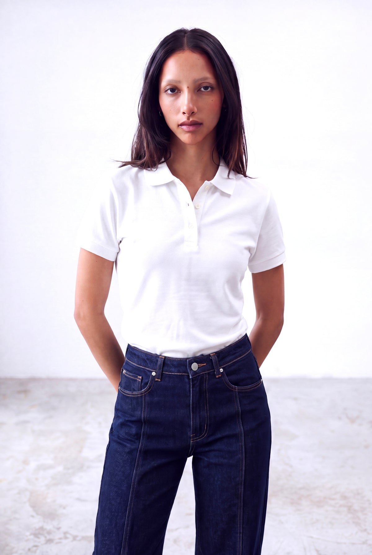 Beyaz Kadın Beyaz %100 Pamuk Pike Polo Yaka Kısa Kollu T-Shirt CLARE - Top - Westmark London EU(TR) Store Organik Pamuklu Sürdürülebilir Moda