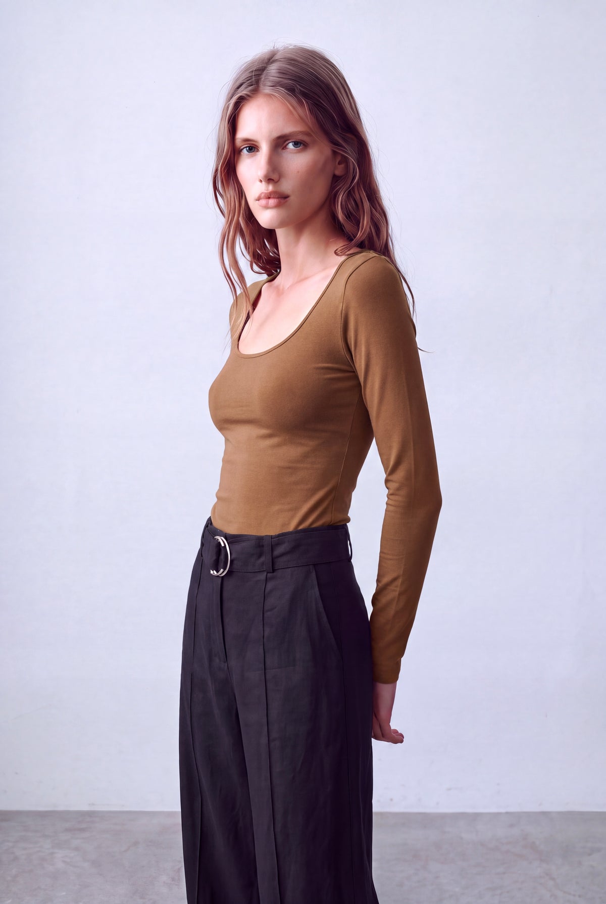 Vizon Kadın Vizon Pamuklu Geniş Bisiklet Yaka Uzun Kollu Tünik Bluz MILA - Top - Westmark London EU(TR) Store Organik Pamuklu Sürdürülebilir Moda