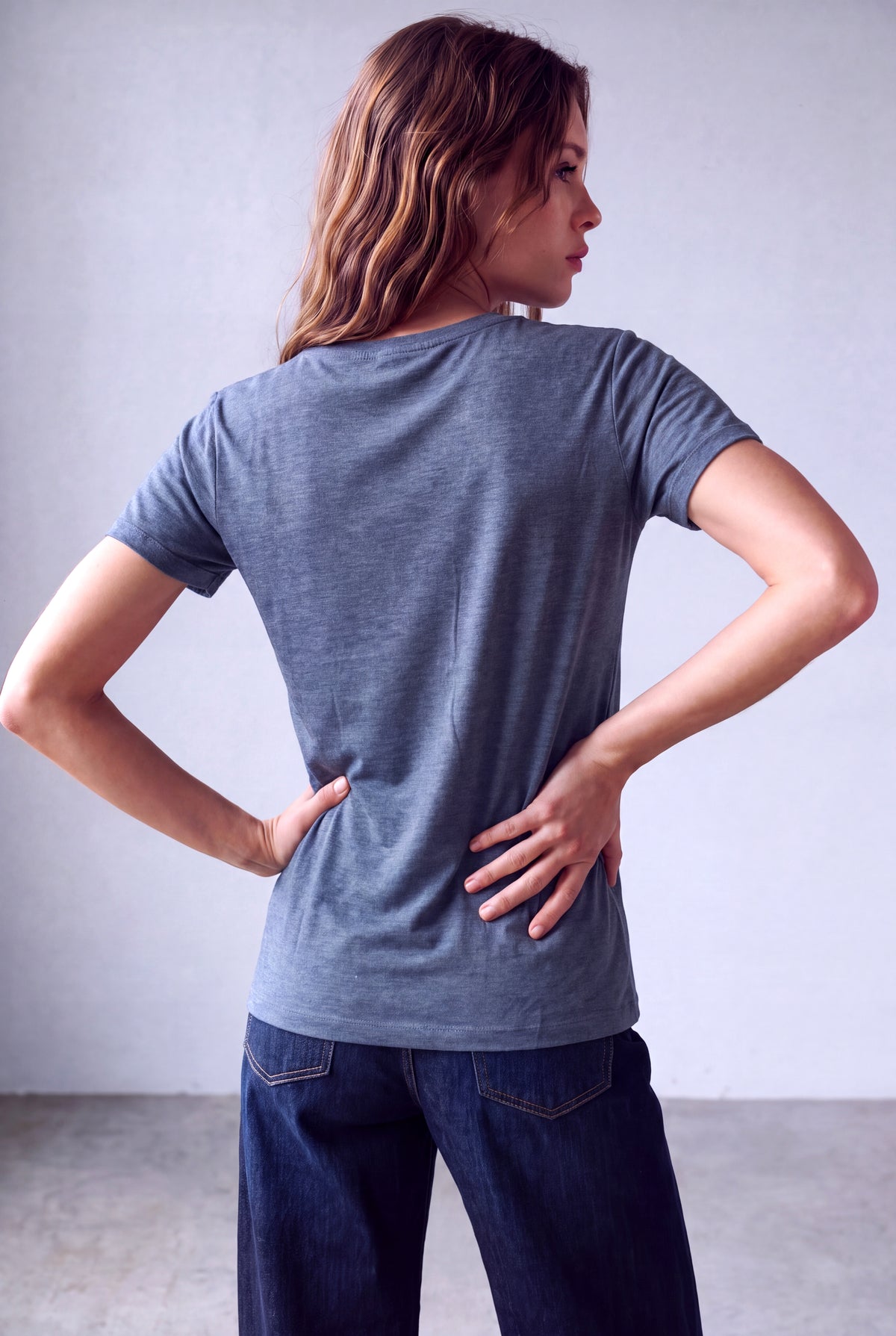 Mavi Melanj Görünümlü Kadın Mavi Melanj Görünümlü Viskon Karışımlı Bisiklet Yaka Kısa Kollu T-Shirt SUZANNE - Top - Westmark London EU(TR) Store Organik Pamuklu Sürdürülebilir Moda
