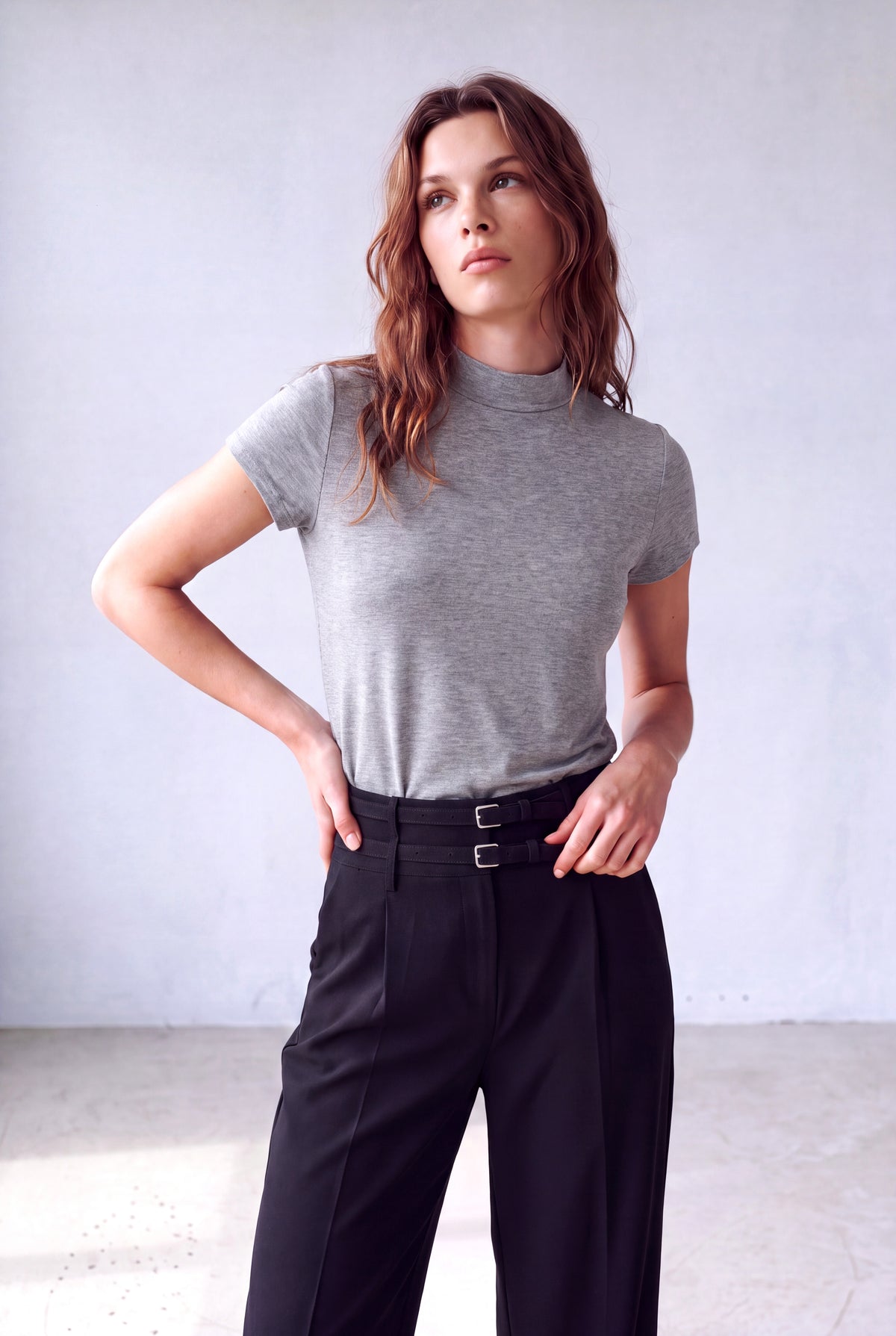 Açık Gri Melanj Kadın Açık Gri Melanj Viskon Karışımlı Yarım Balıkçı Yaka Kısa Kollu Duble Kol Detaylı Bluz DONNA - Top - Westmark London EU(TR) Store Organik Pamuklu Sürdürülebilir Moda
