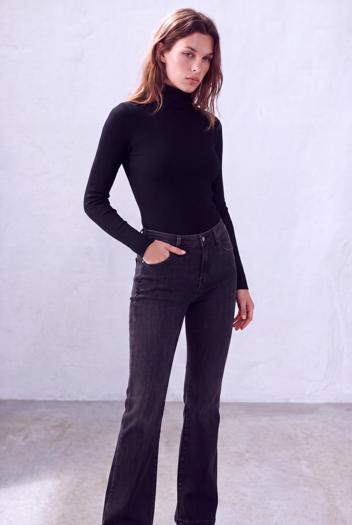 Siyah Kadın Siyah Viskon Kaşkorse Yarım Balıkçı Yaka Uzun Kollu Bluz EVIE - Top - Westmark London EU(TR) Store Organik Pamuklu Sürdürülebilir Moda