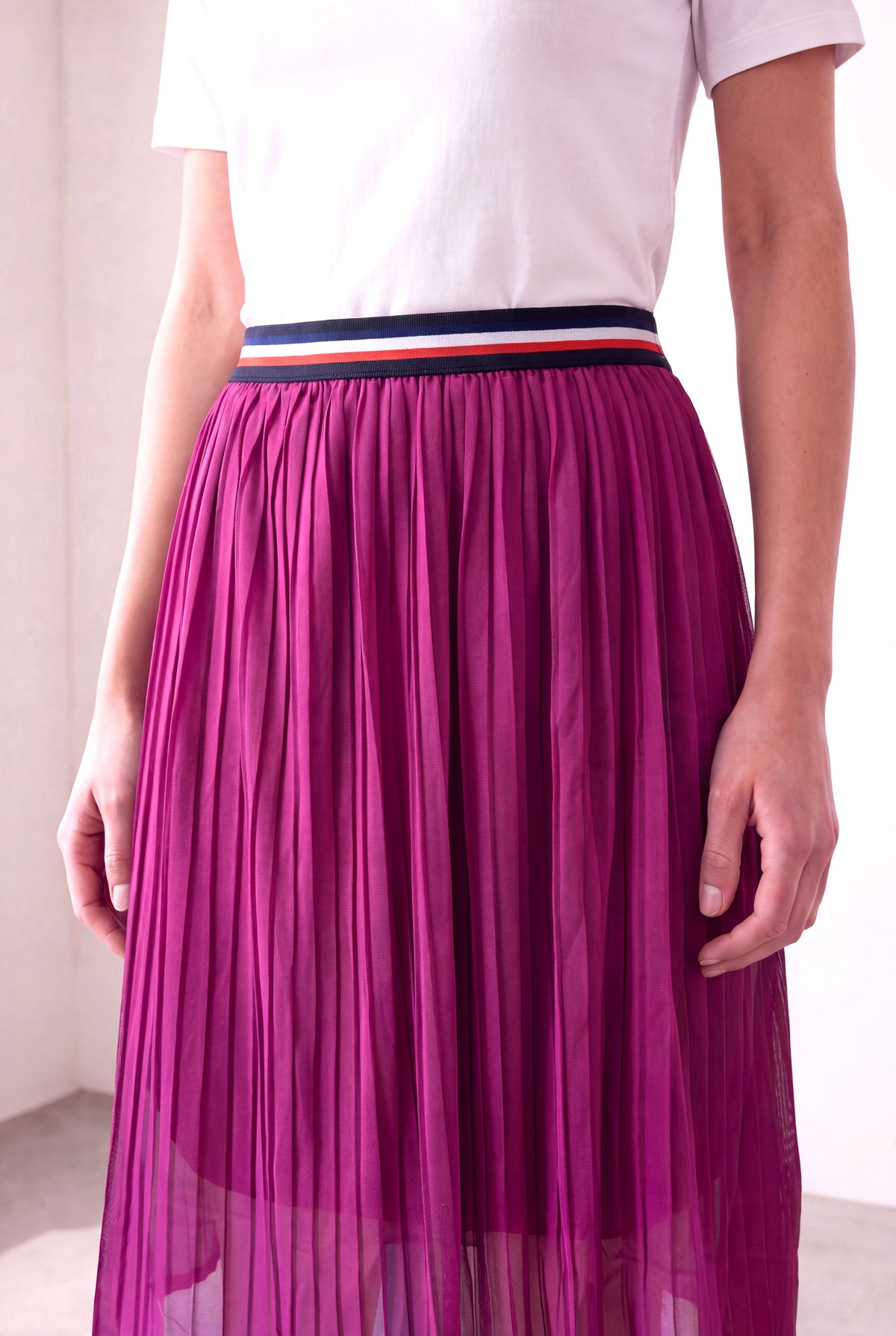 Pembe Kadın Pembe Piliseli Tül Renkli Lastik Bel Astarlı Midi Etek HOLLY - Skirt - Westmark London EU(TR) Store Organik Pamuklu Sürdürülebilir Moda