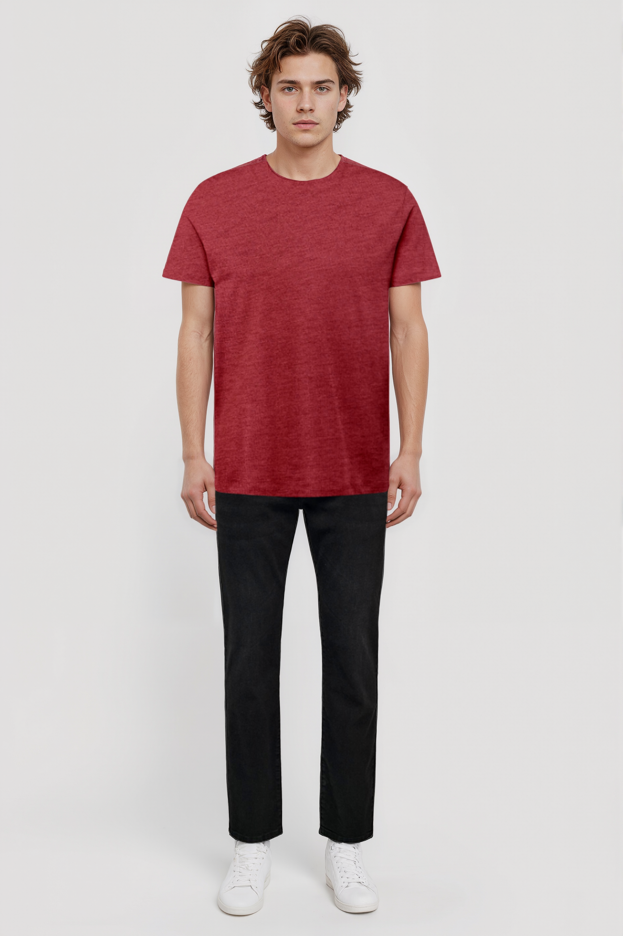 Kırmızı Melanj Bisiklet Yaka Kısa Kollu Erkek T-Shirt WILLIAM - T-Shirt - Westmark London EU(TR) Store Organik Pamuklu Sürdürülebilir Moda