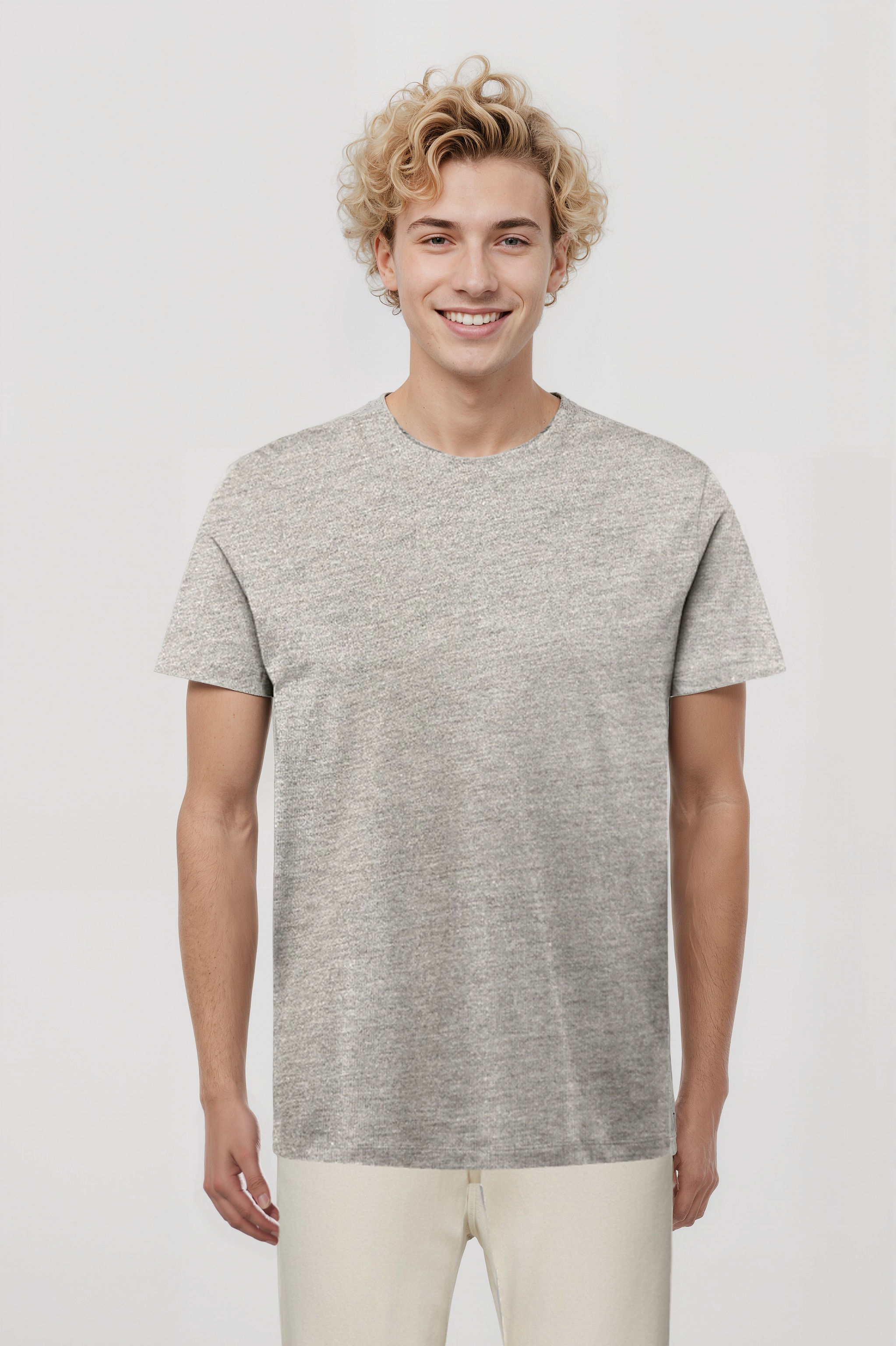 Açık Gri Melanj Bisiklet Yaka Kısa Kollu Erkek T-Shirt WILLIAM - T-Shirt - Westmark London EU(TR) Store Organik Pamuklu Sürdürülebilir Moda