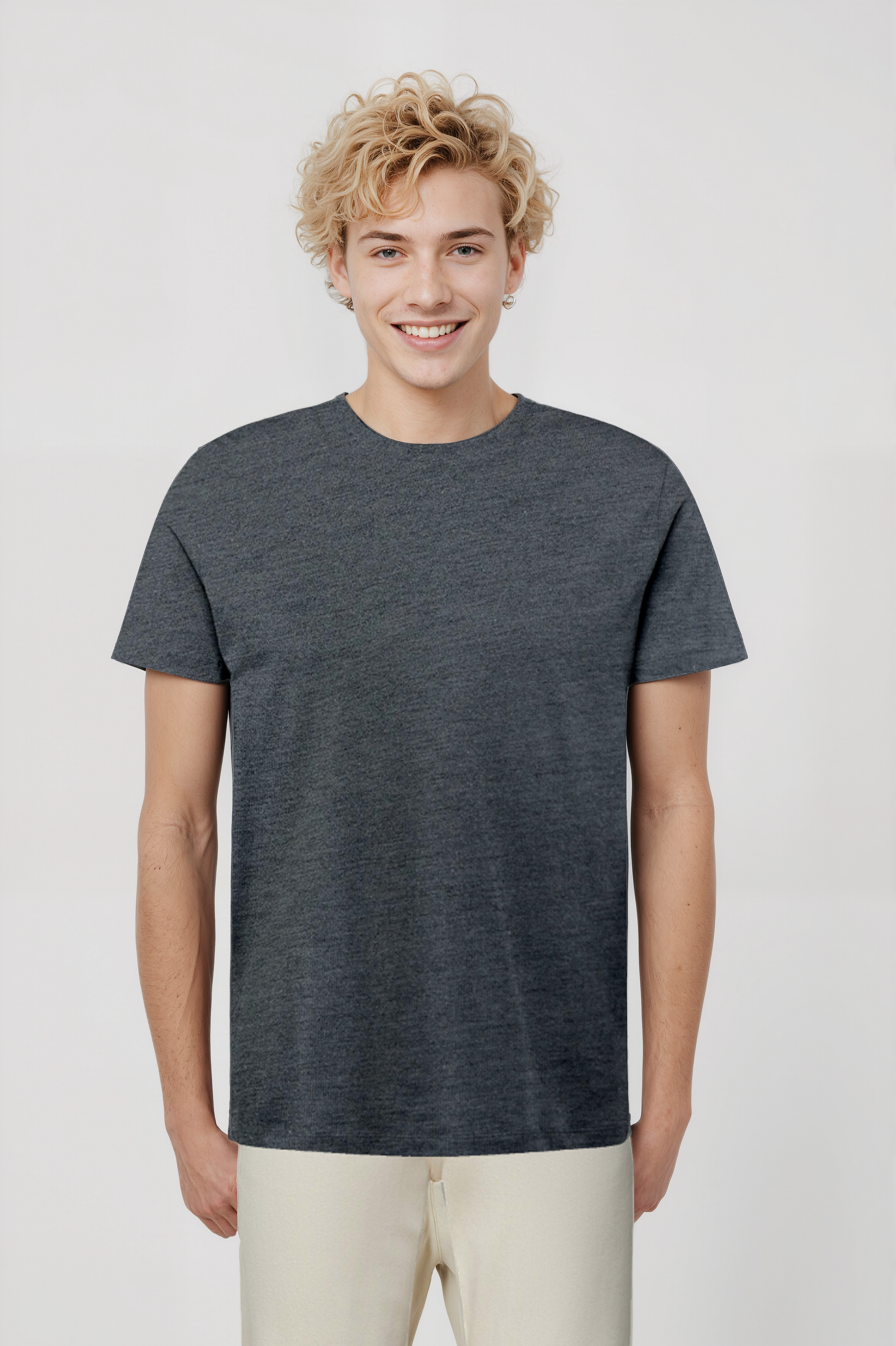 Koyu Gri Melanj Bisiklet Yaka Kısa Kollu Erkek T-Shirt WILLIAM - T-Shirt - Westmark London EU(TR) Store Organik Pamuklu Sürdürülebilir Moda