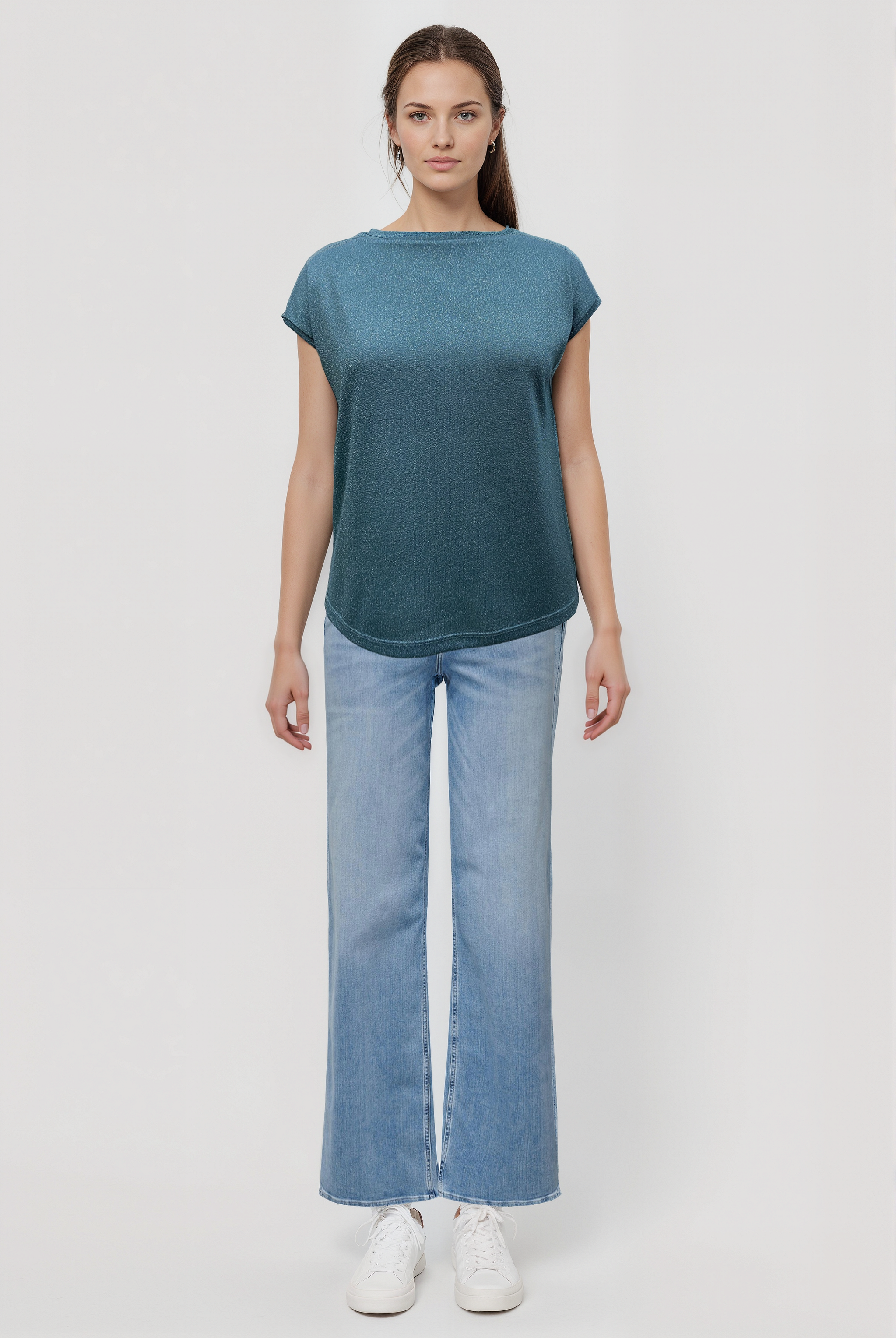 Yeşil Bisiklet Yaka Simli Kısa Kollu Kadın T-Shirt SKY GLITTER S/S TOP - T-Shirt - Westmark London EU(TR) Store Organik Pamuklu Sürdürülebilir Moda
