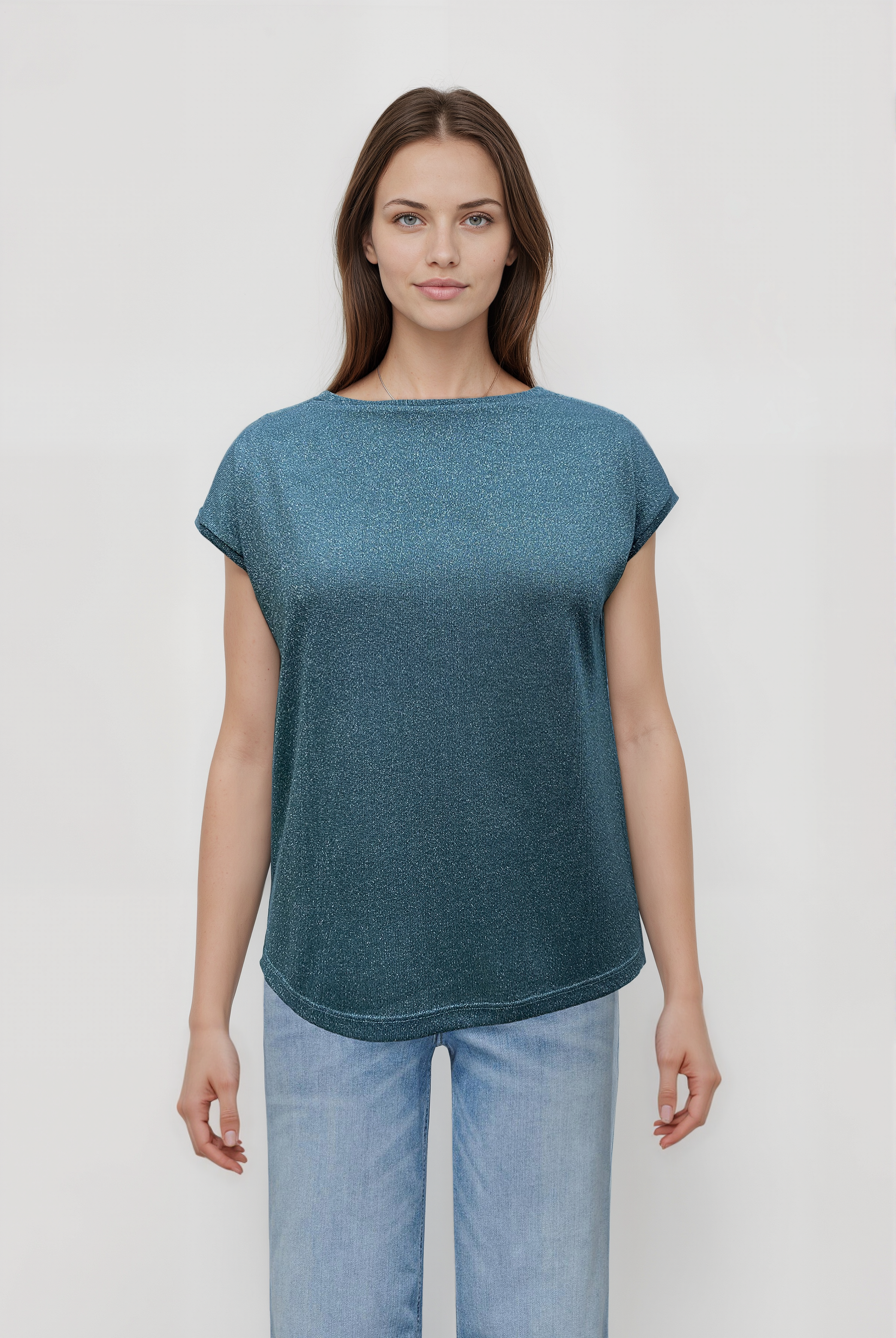Yeşil Bisiklet Yaka Simli Kısa Kollu Kadın T-Shirt SKY GLITTER S/S TOP - T-Shirt - Westmark London EU(TR) Store Organik Pamuklu Sürdürülebilir Moda