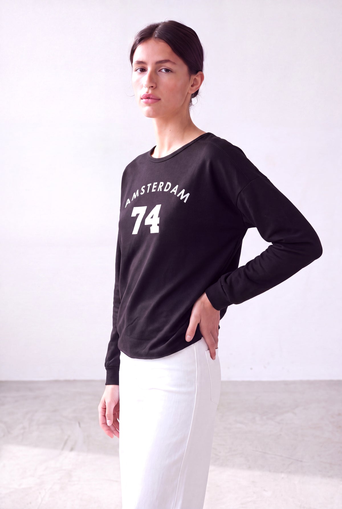 Kadın Black/White Viskon Karışımlı Bisiklet Yaka Uzun Kollu Baskılı Sweatshirt NATALIE - Top - Westmark London EU(TR) Store Organik Pamuklu Sürdürülebilir Moda