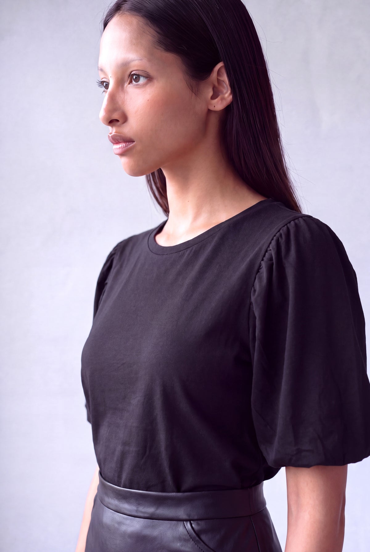 Siyah Kadın Siyah Pamuklu Bisiklet Yaka Kısa Balon Kollu Bluz JILL - Top - Westmark London EU(TR) Store Organik Pamuklu Sürdürülebilir Moda