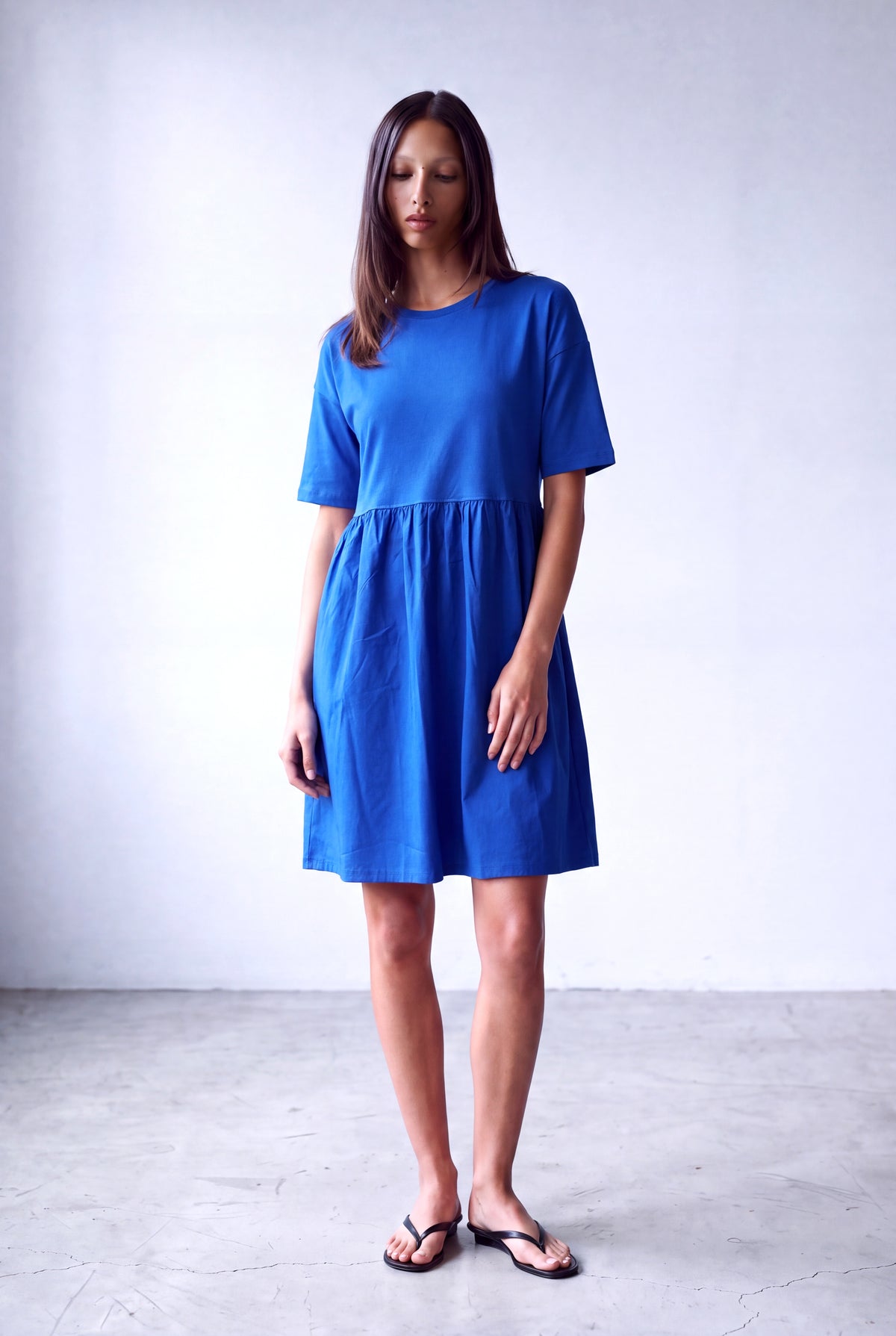 Mavi Kadın Mavi Viskon Karışımlı Bisiklet Yaka 2/4 Kol Dokuma Kumaş Etek Detaylı Elbise FIONA - Dress - Westmark London EU(TR) Store Organik Pamuklu Sürdürülebilir Moda