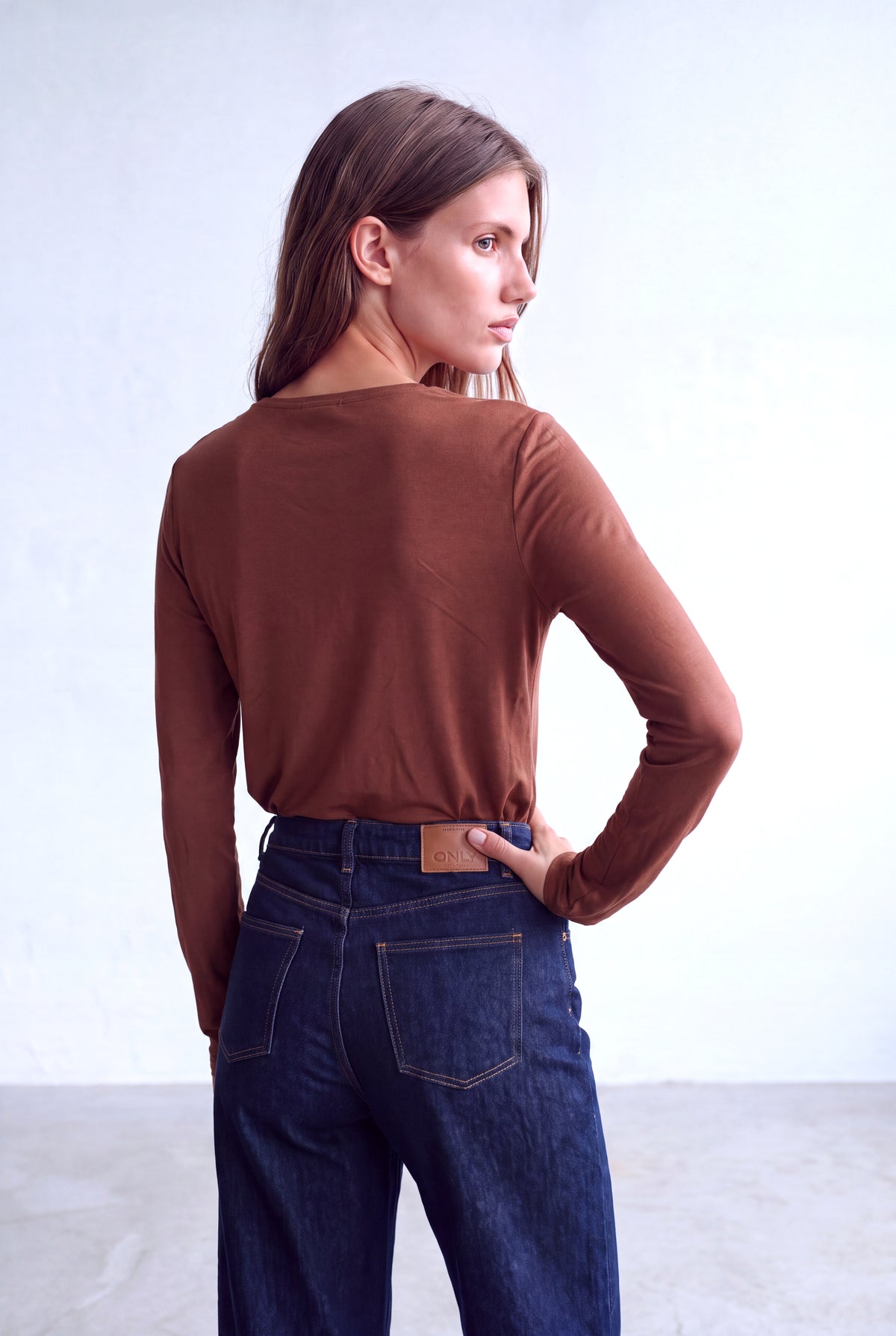 Kiremit Rengi Kadın Kiremit Rengi Viskon Dökümlü Degaje Yaka Uzun Kollu Bluz NADINE - Top - Westmark London EU(TR) Store Organik Pamuklu Sürdürülebilir Moda
