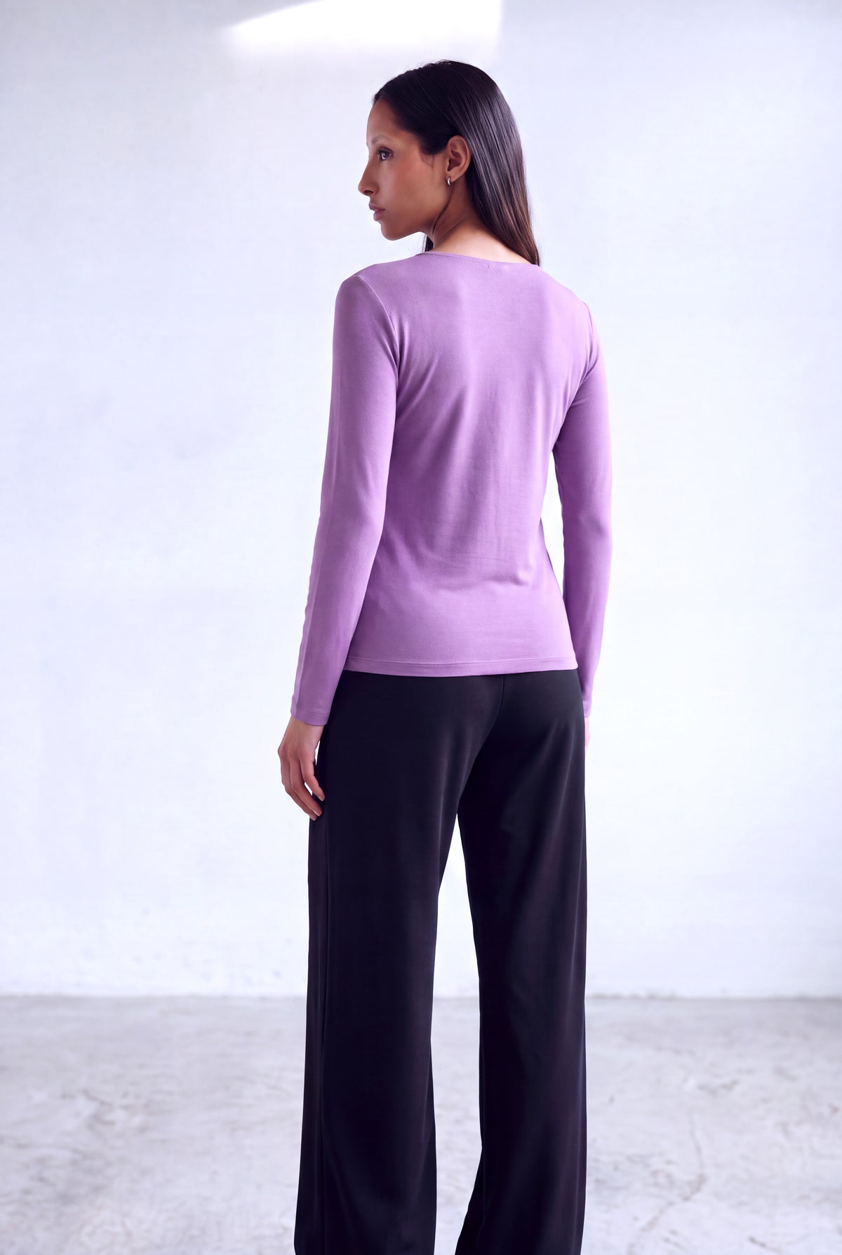 Lila Kadın Lila Modal / Pamuk Karışımlı V Yaka Uzun Kollu Yandan Bağlamalı Bluz PAULINE - Top - Westmark London EU(TR) Store Organik Pamuklu Sürdürülebilir Moda