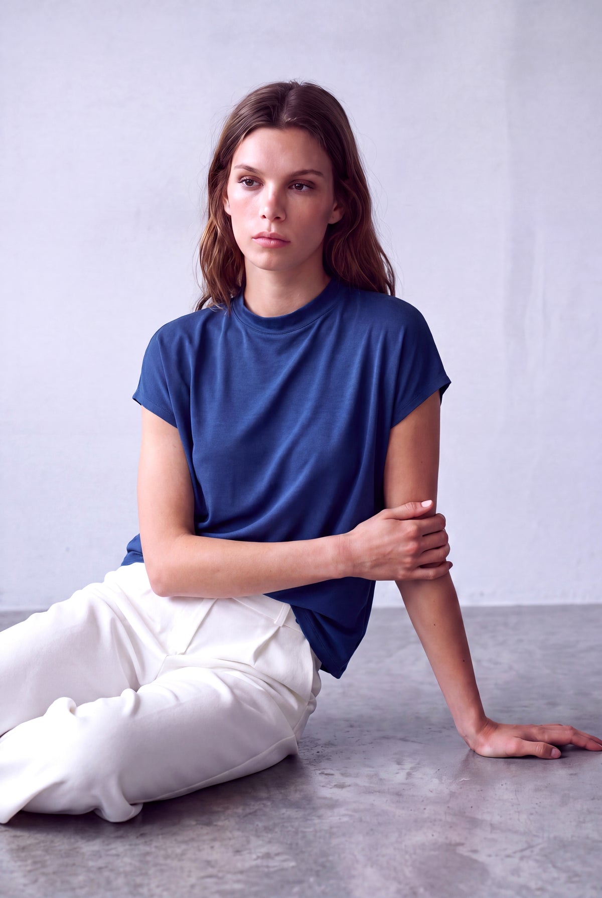 Lacivert Kadın Lacivert Bisiklet Yaka Kısa Kollu Rahat Kesim Sırt Fermuar Detaylı Bluz JOCELYN - Top - Westmark London EU(TR) Store Organik Pamuklu Sürdürülebilir Moda