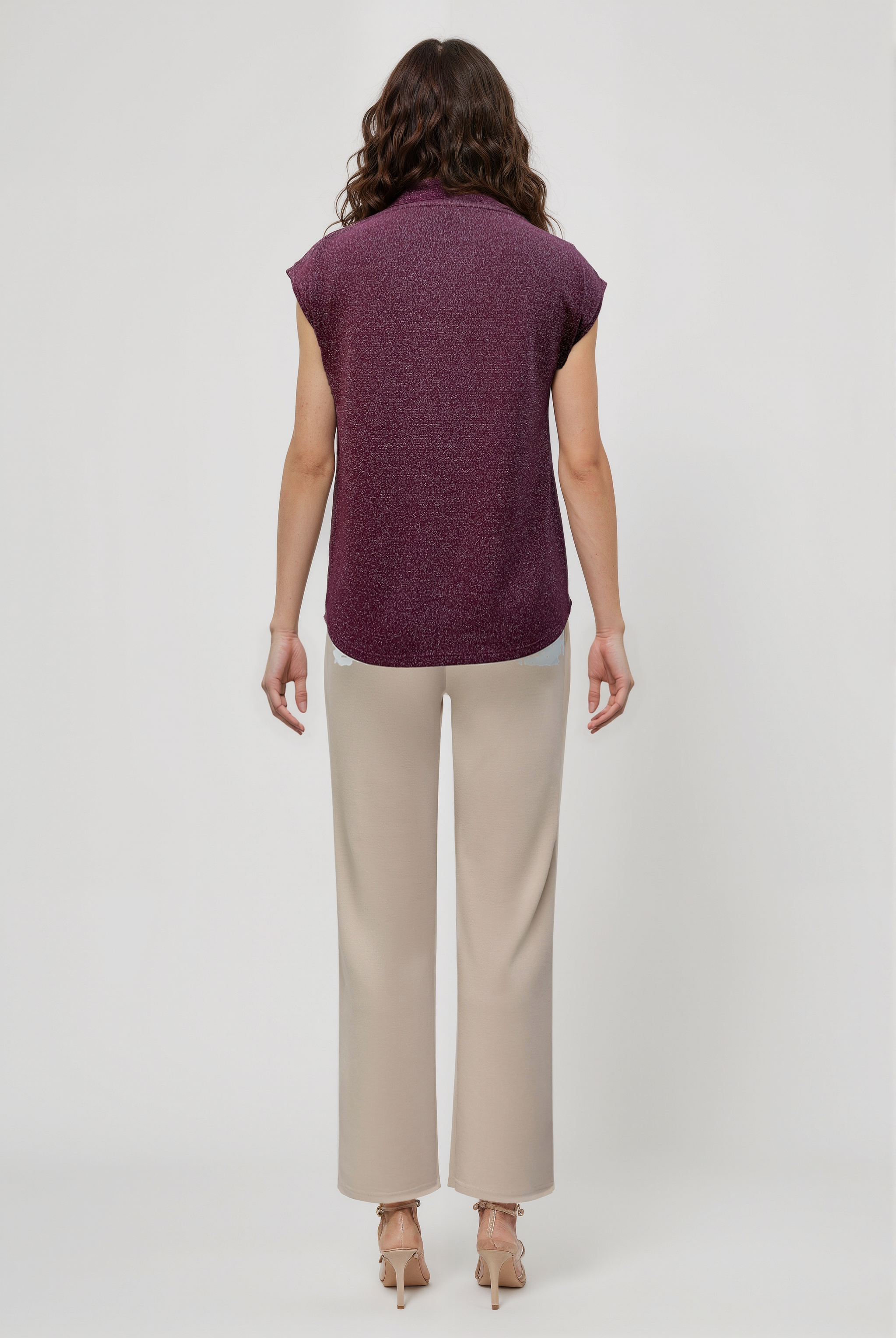 Bordo Bisiklet Yaka Simli Kısa Kollu Kadın T-Shirt SKY GLITTER S/S TOP - T-Shirt - Westmark London EU(TR) Store Organik Pamuklu Sürdürülebilir Moda