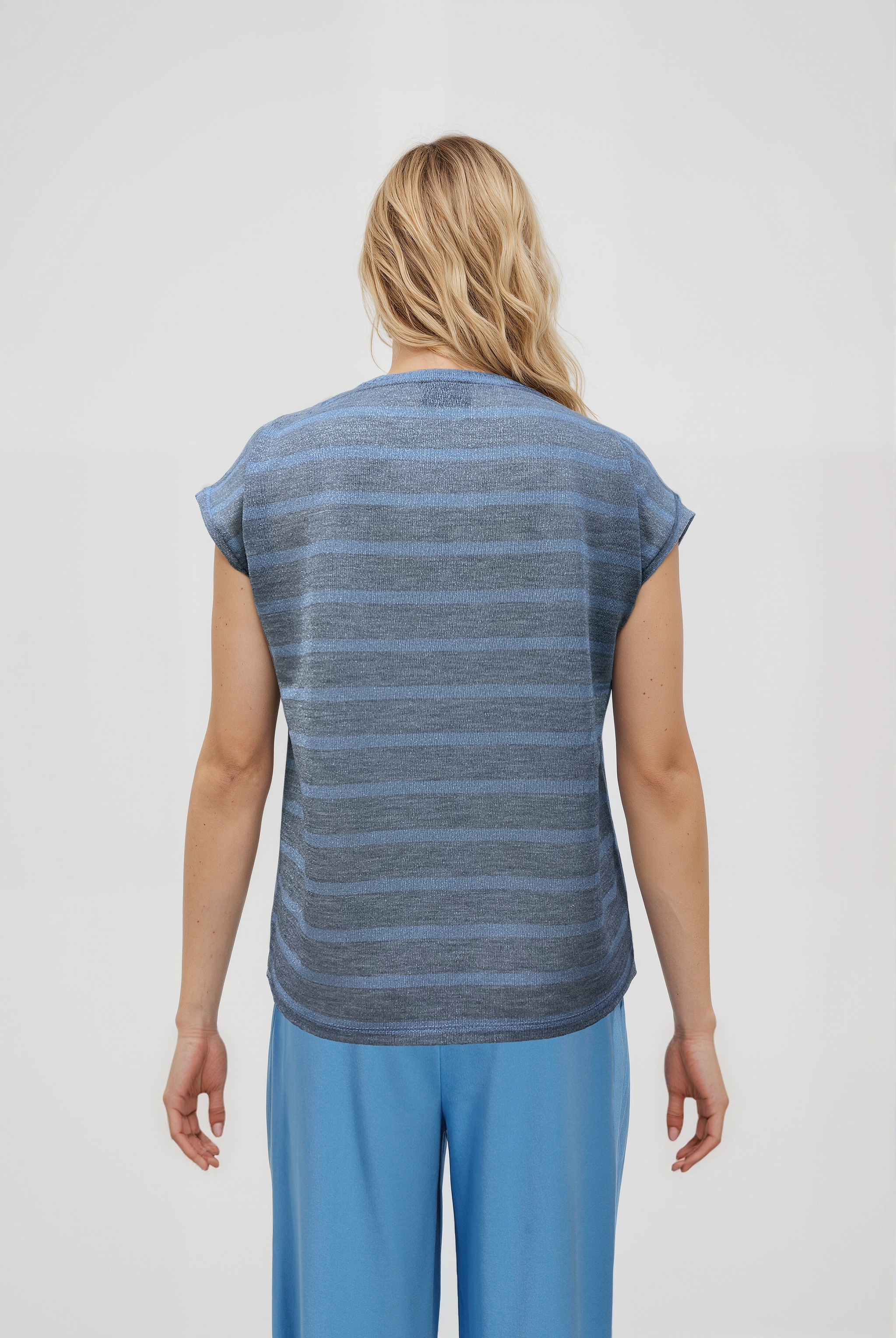 Açık Gri Bisiklet Yaka Simli Kısa Kollu Kadın T-Shirt SKY GLITTER S/S TOP - T-Shirt - Westmark London EU(TR) Store Organik Pamuklu Sürdürülebilir Moda