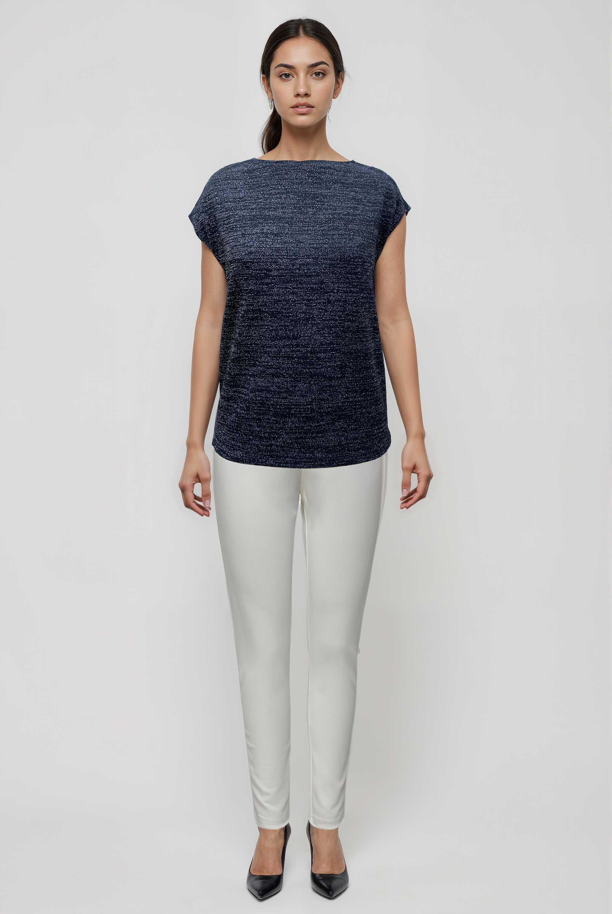 Gri Çok Renkli Bisiklet Yaka Simli Kısa Kollu Kadın T-Shirt SKY GLITTER S/S TOP - T-Shirt - Westmark London EU(TR) Store Organik Pamuklu Sürdürülebilir Moda