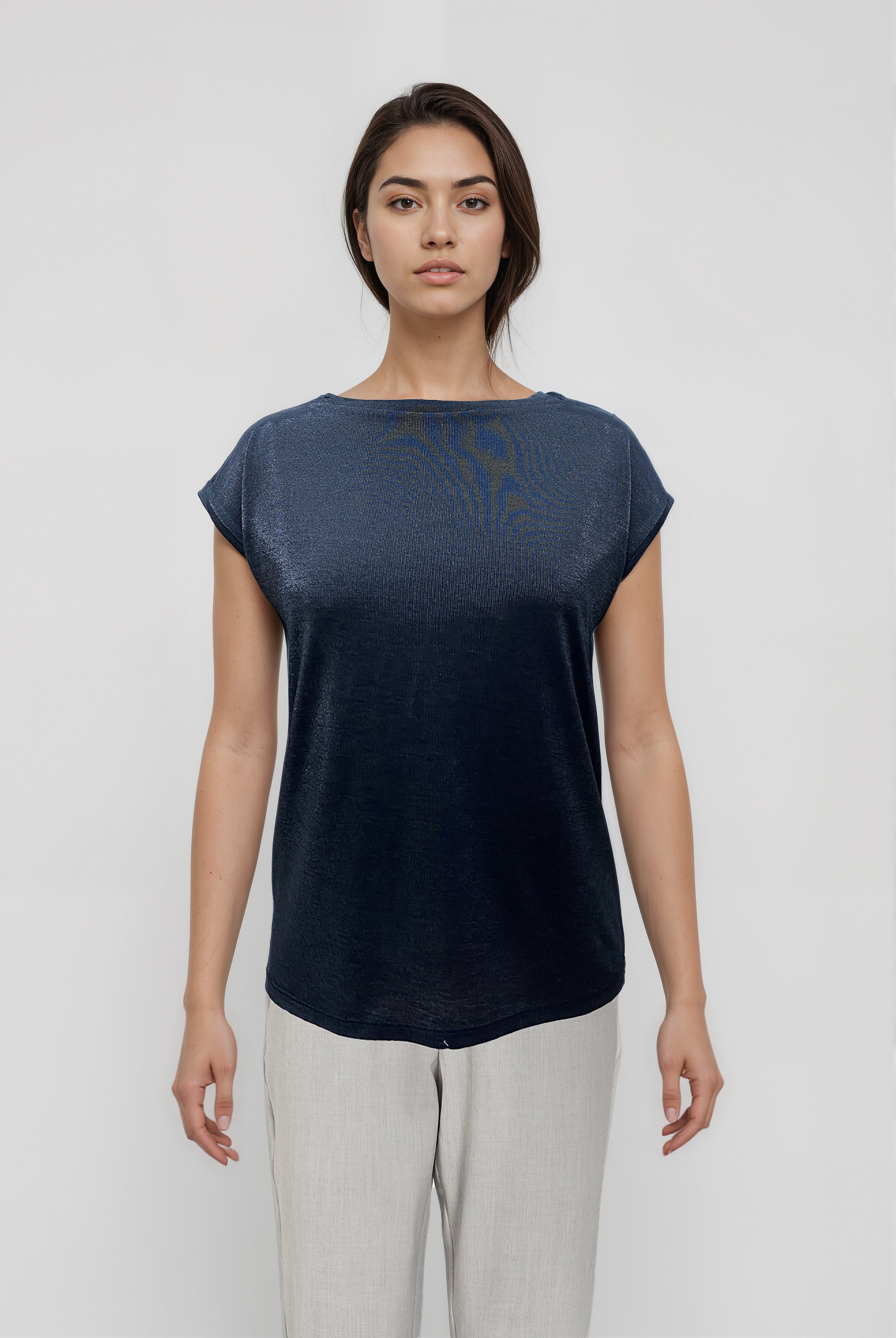 Parlak Gri Bisiklet Yaka Simli Kısa Kollu Kadın T-Shirt SKY GLITTER S/S TOP - T-Shirt - Westmark London EU(TR) Store Organik Pamuklu Sürdürülebilir Moda