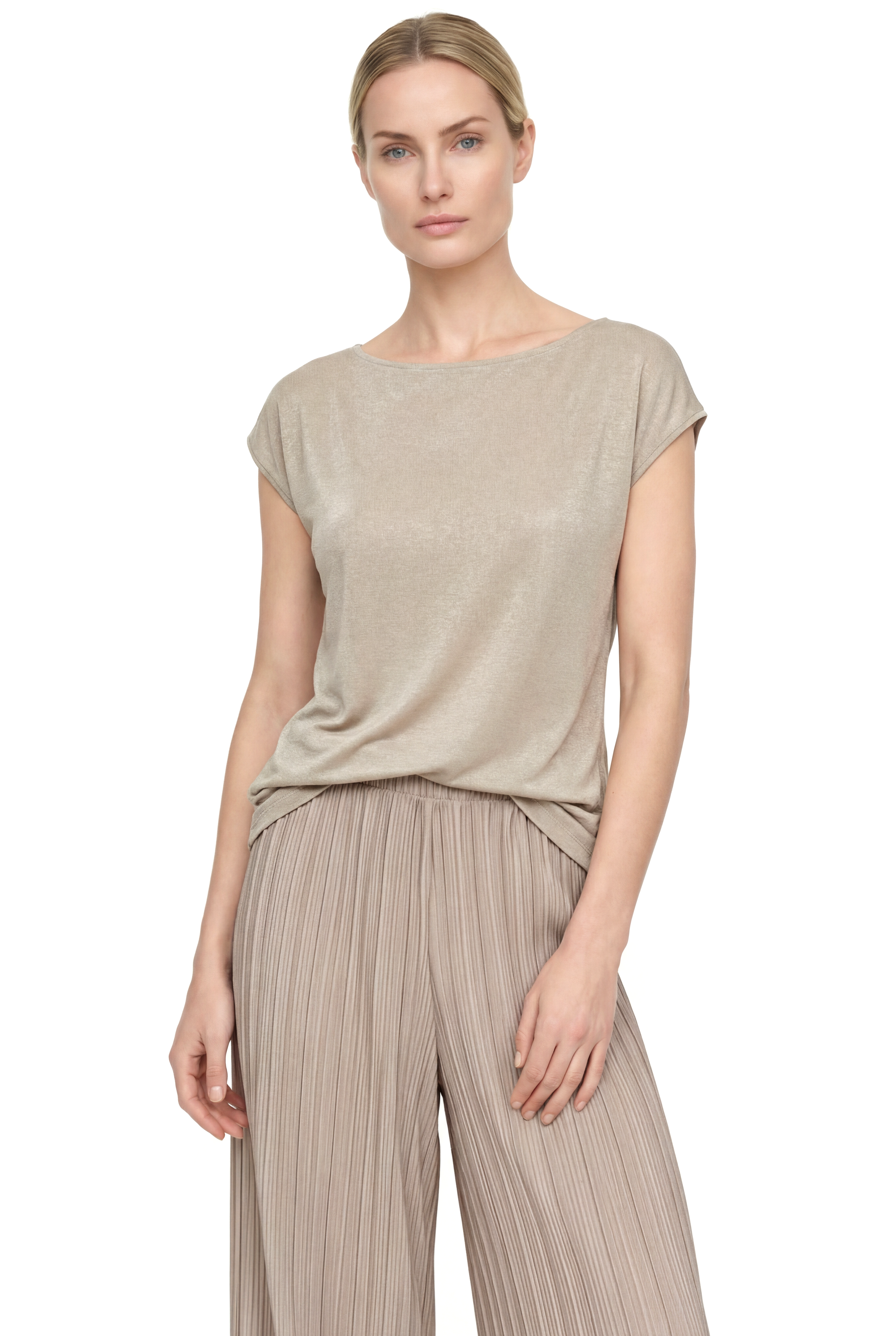 Gri Bisiklet Yaka Simli Kısa Kollu Kadın T-Shirt SKY GLITTER S/S TOP - T-Shirt - Westmark London EU(TR) Store Organik Pamuklu Sürdürülebilir Moda