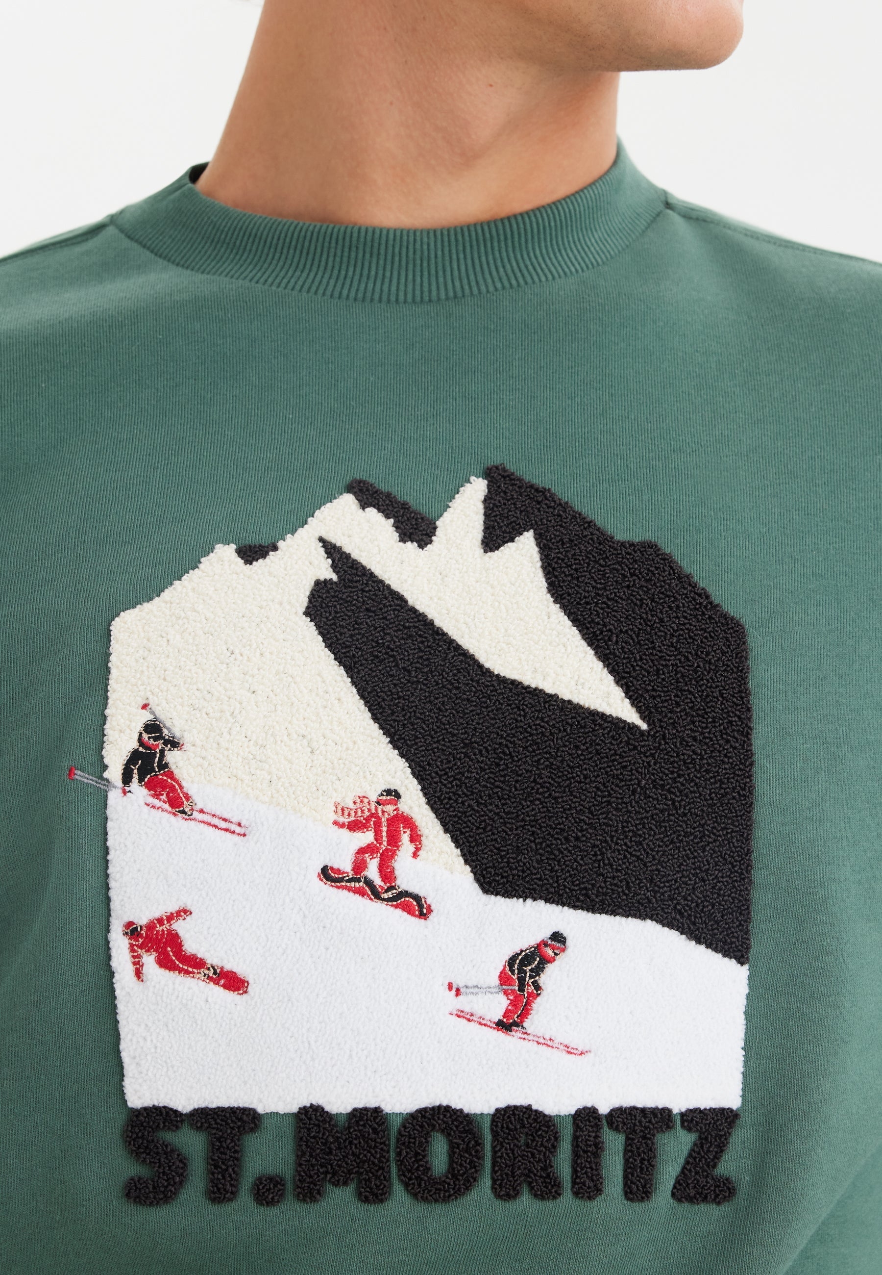 Yeşil Baskılı Bisiklet Yaka Pamuklu Regular Fit Erkek Sweatshirt WMDESTINATION STMORITZ - Sweatshirt - Westmark London EU(TR) Store Organik Pamuklu Sürdürülebilir Moda