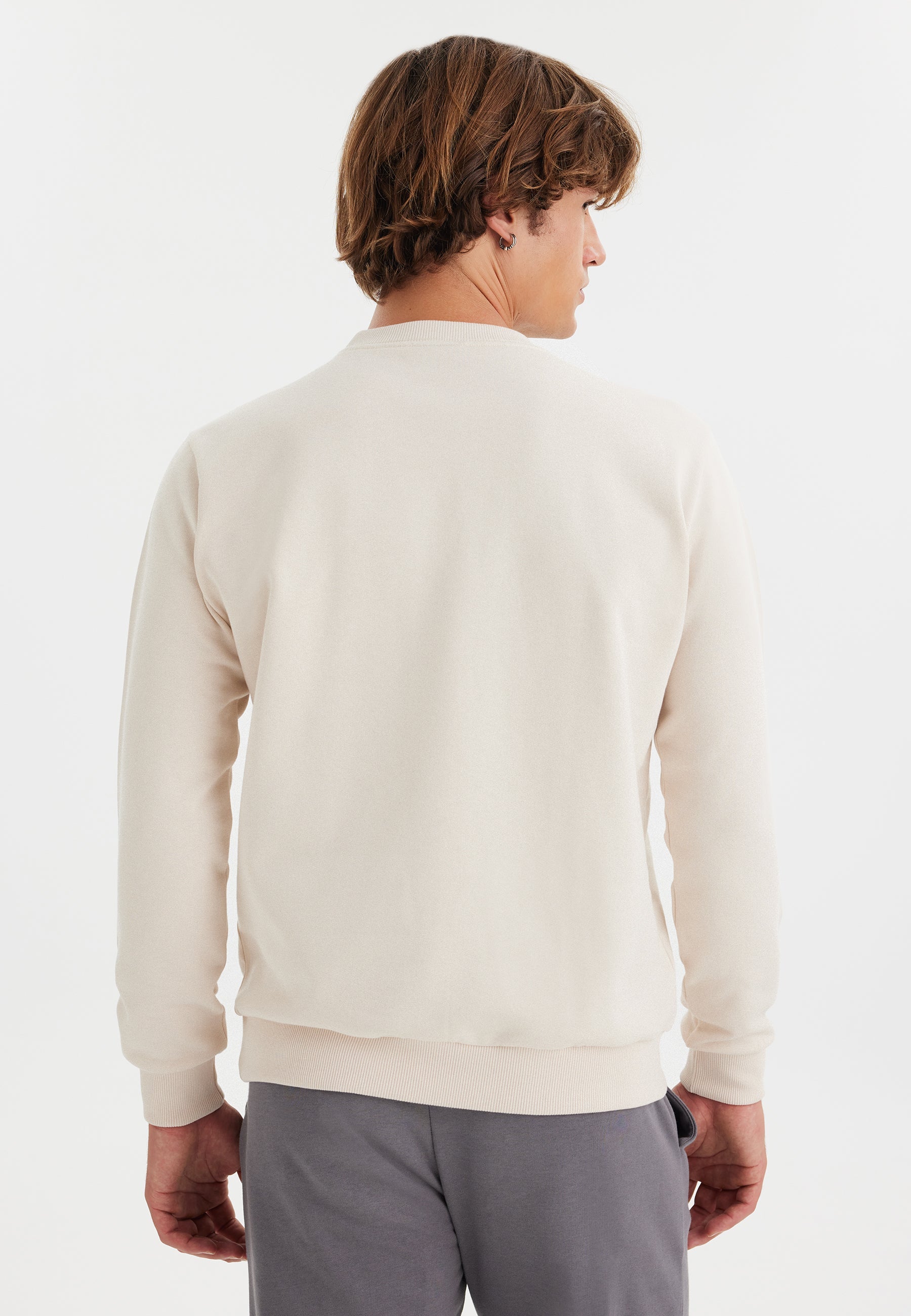 Bej Bisiklet Yaka Basic Pamuklu Regular Fit Erkek Sweatshirt CORE - Sweatshirt - Westmark London EU(TR) Store Organik Pamuklu Sürdürülebilir Moda