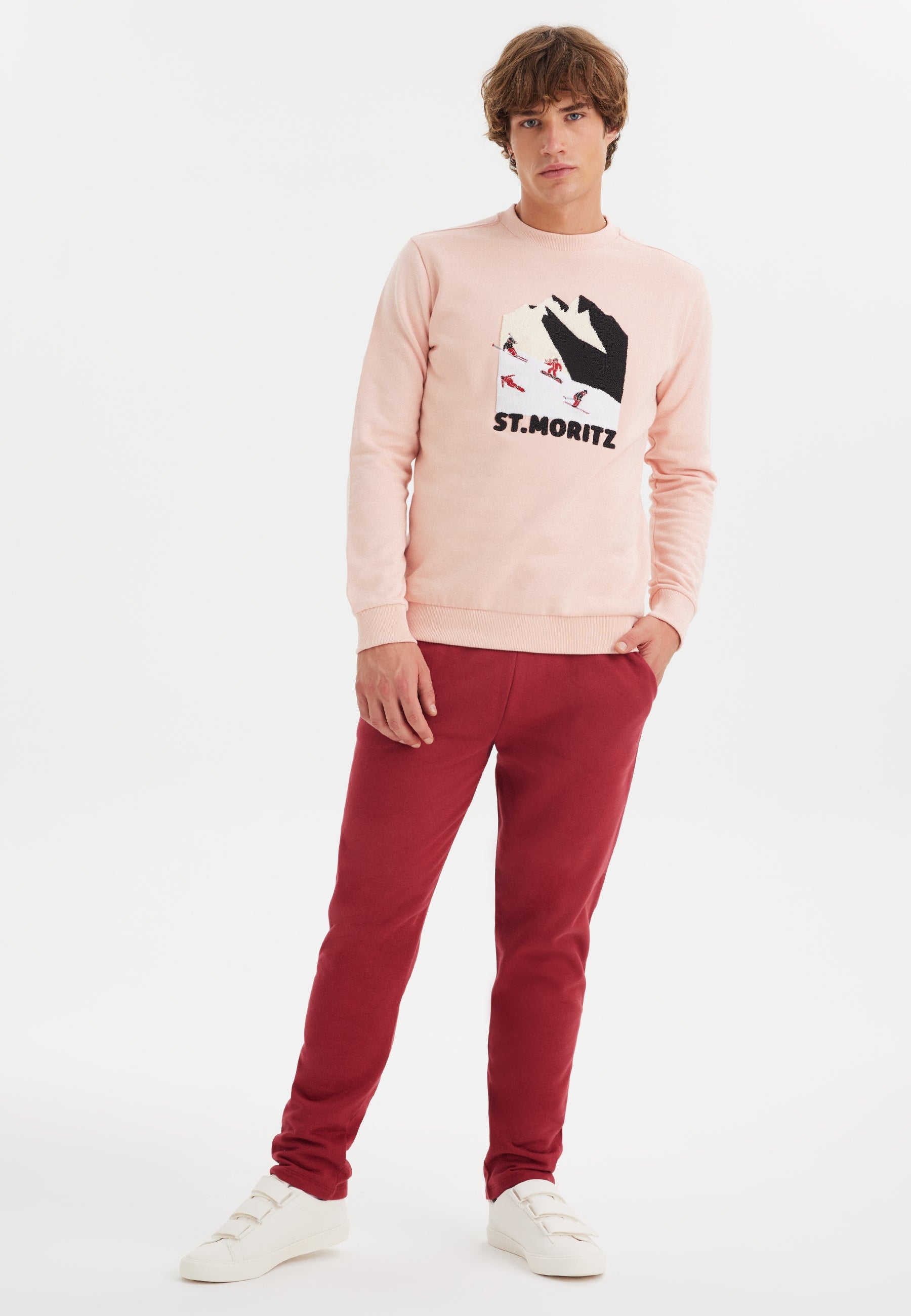 Pembe Baskılı Bisiklet Yaka Pamuklu Regular Fit Erkek Sweatshirt WMDESTINATION STMORITZ - Sweatshirt - Westmark London EU(TR) Store Organik Pamuklu Sürdürülebilir Moda