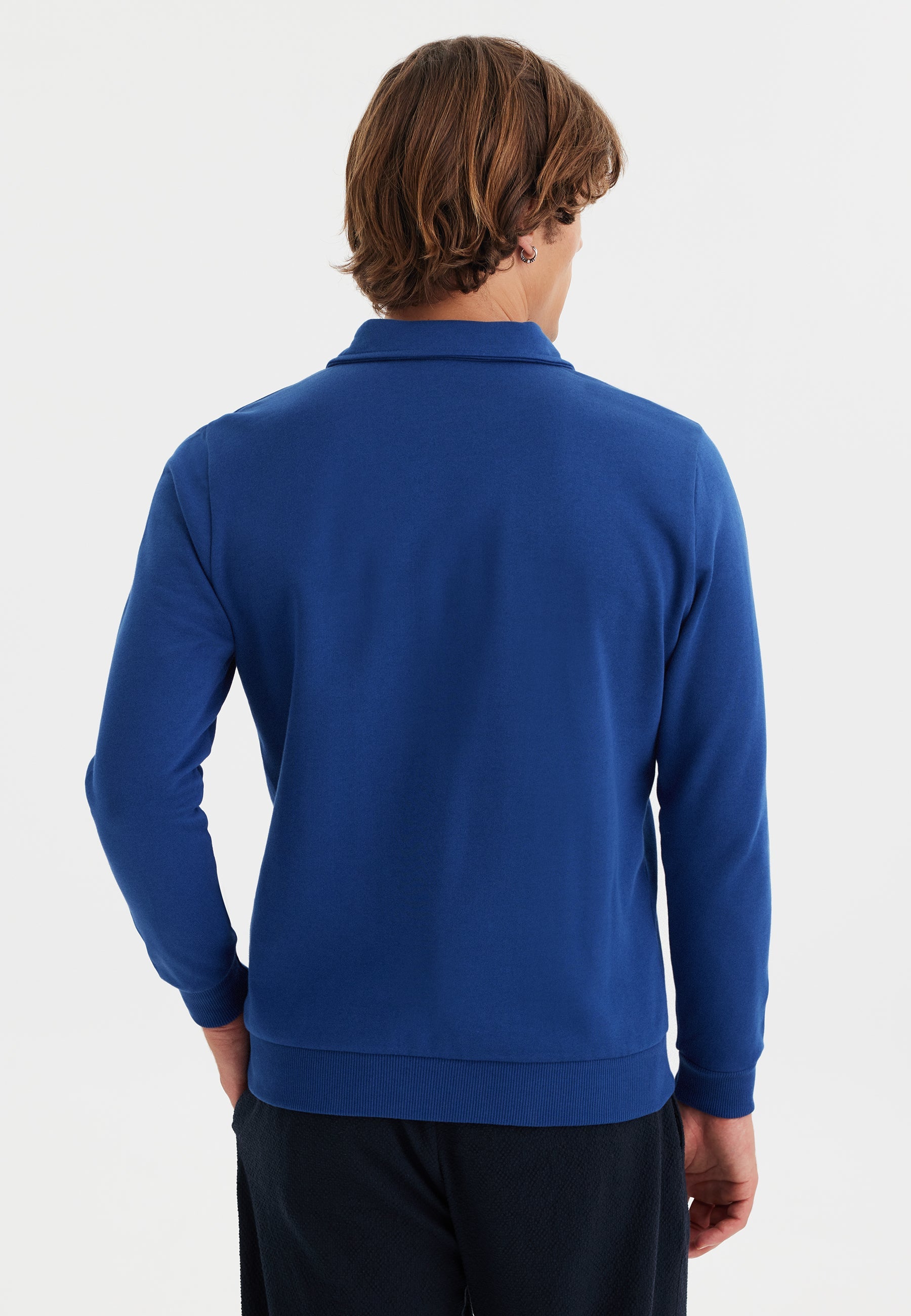 Mavi Yarım Fermuarlı Polo Yaka Pamuklu Regular Fit Erkek Sweatshirt CORE - Sweatshirt - Westmark London EU(TR) Store Organik Pamuklu Sürdürülebilir Moda