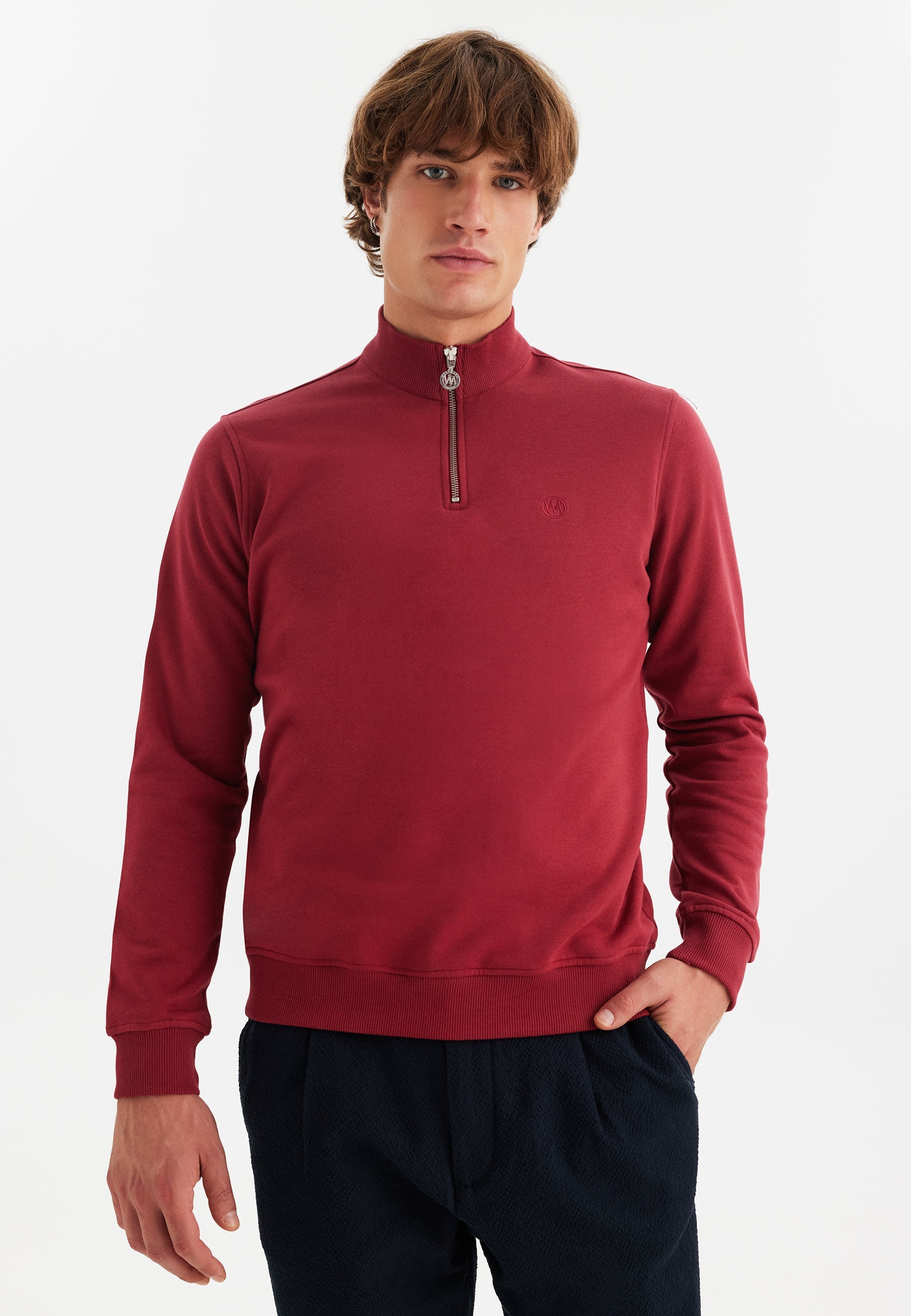 Kırmızı Yarım Fermuarlı Yaka Pamuklu Regular Fit Erkek Sweatshirt CORE - Sweatshirt - Westmark London EU(TR) Store Organik Pamuklu Sürdürülebilir Moda