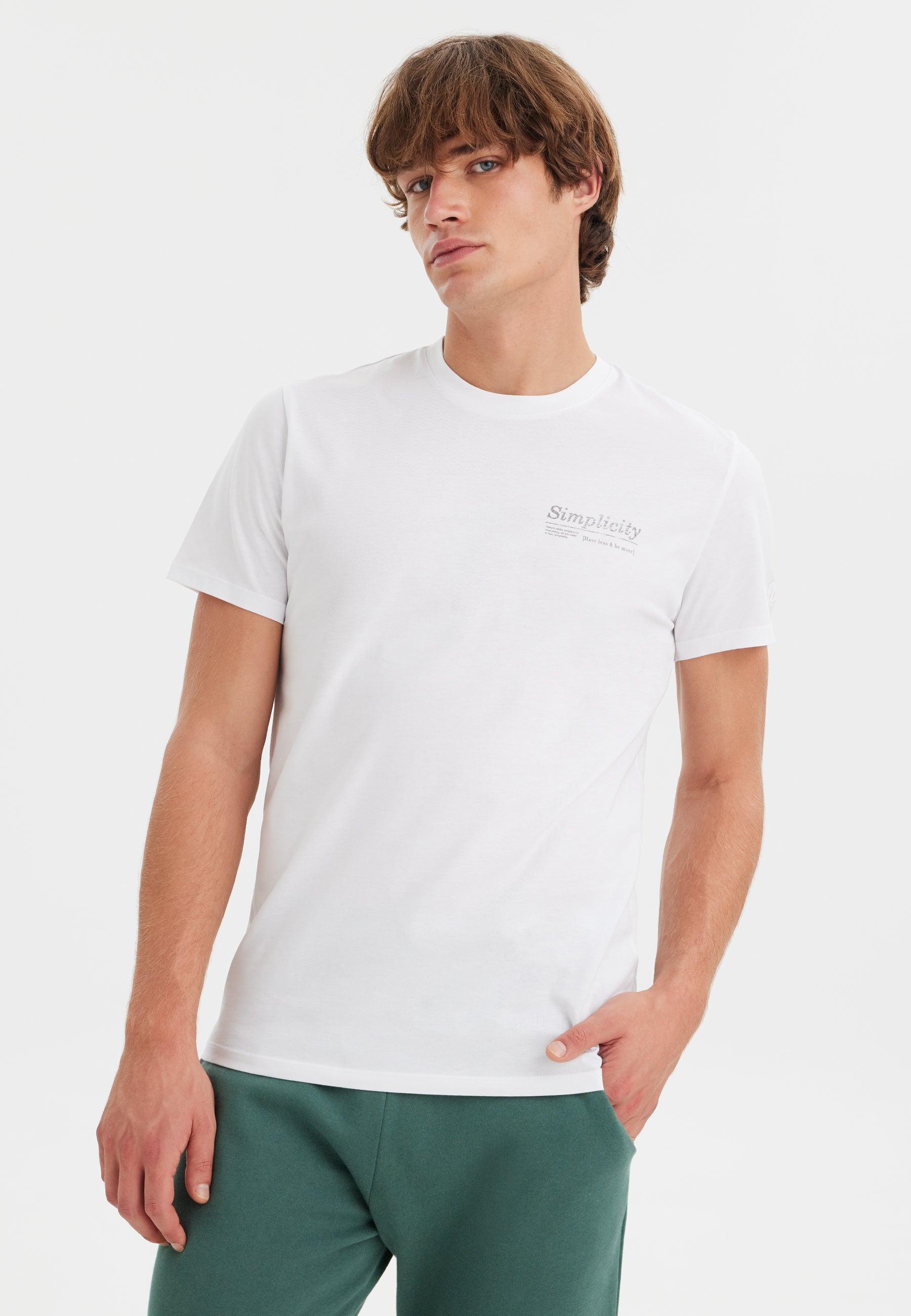 Beyaz Baskılı Bisiklet Yaka Pamuklu Erkek T-Shirt WMEMBROIDERY SIMPLICITY - T-Shirt - Westmark London EU(TR) Store Organik Pamuklu Sürdürülebilir Moda