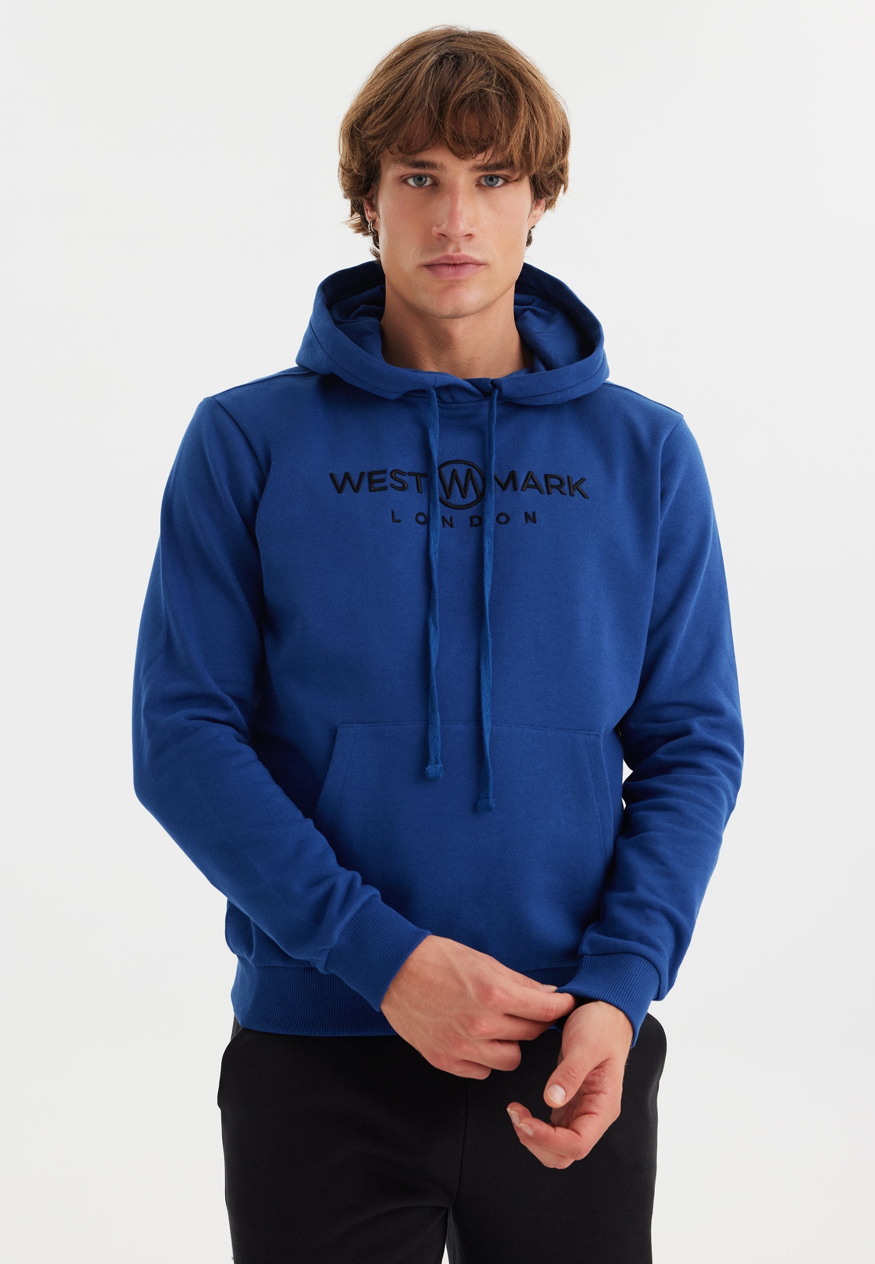 Mavi Baskılı Kapüşonlu Cepli Pamuklu Regular Fit Erkek Sweatshirt SIGNATURE - Sweatshirt - Westmark London EU(TR) Store Organik Pamuklu Sürdürülebilir Moda