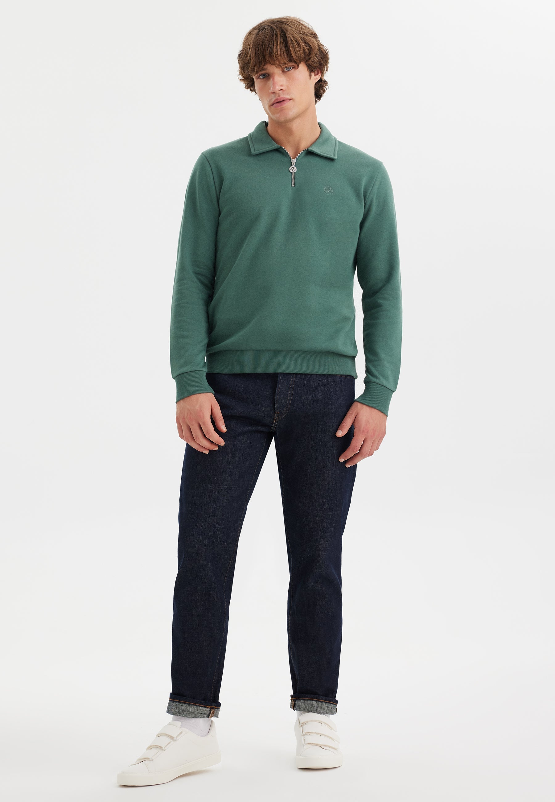 Yeşil Yarım Fermuarlı Polo Yaka Pamuklu Regular Fit Erkek Sweatshirt CORE - Sweatshirt - Westmark London EU(TR) Store Organik Pamuklu Sürdürülebilir Moda